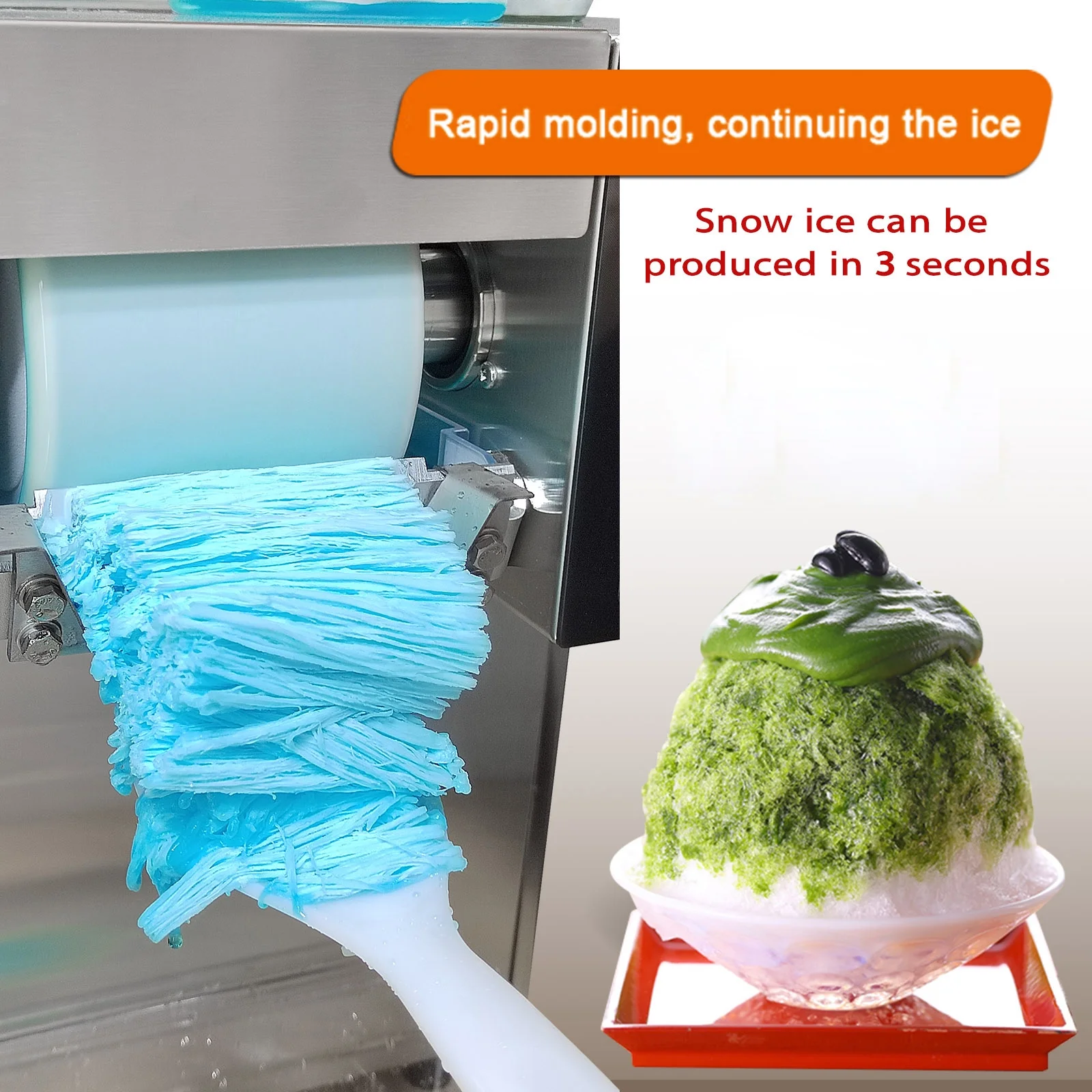 Kolice Commercial Automatically Snowflake Ice Machine, Snow Cone Maker - 374 lb/Day, Air Cooling