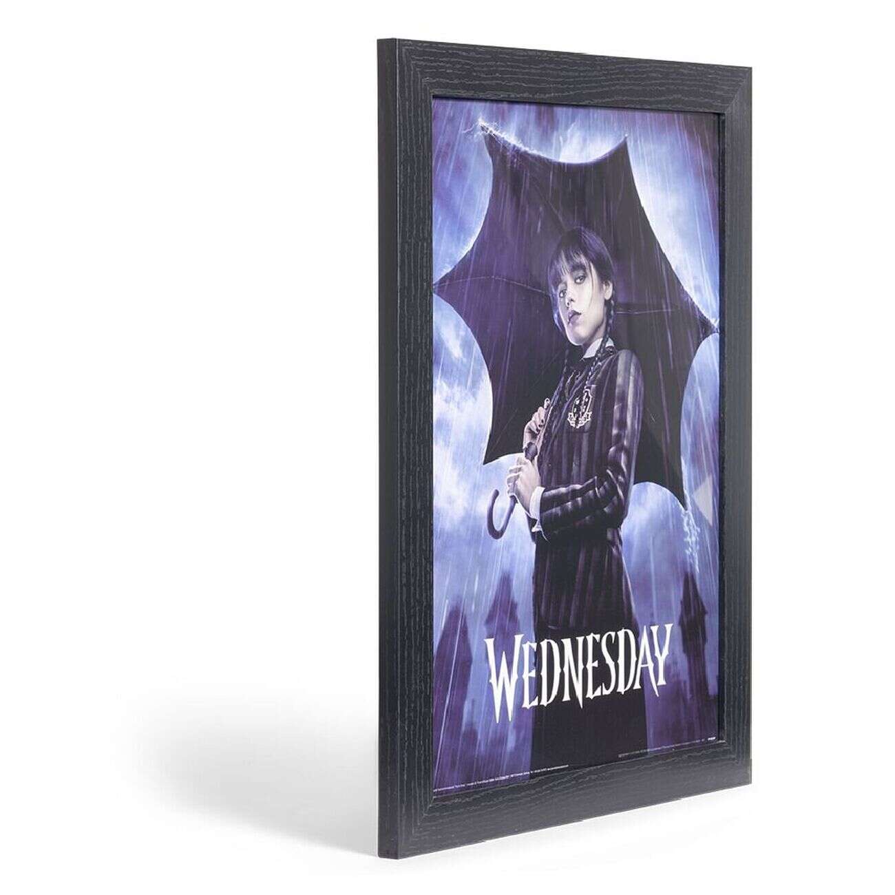 Affiche Mercredi Addams dans cadre bois noir 33,5x44,5xH1,5cm