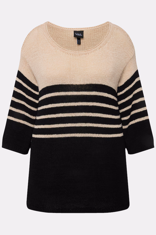 Chunky Striped 3/4 Sleeve Sweater