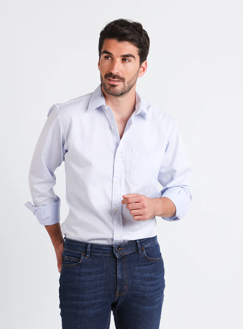 Chemise homme classique en coton bleu