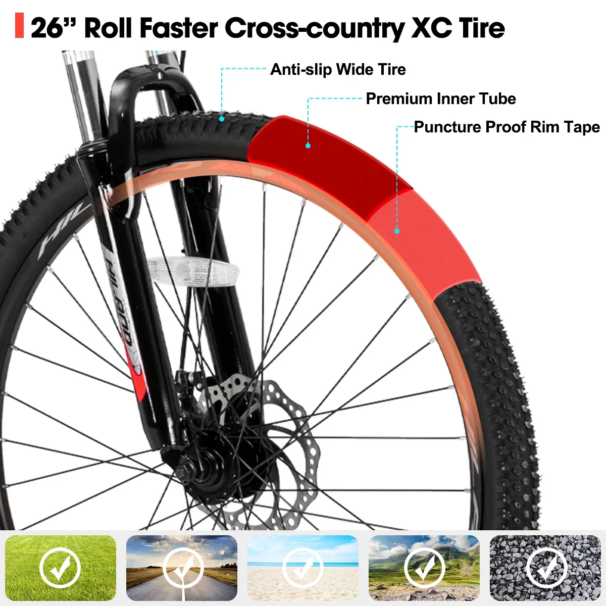 Hiland Mountain Bike, Multi-Spokes,Shimano 21 Speeds Drivetrain,Aluminum Frame 26 inch Wheels, Men's MTB Bicycle, White