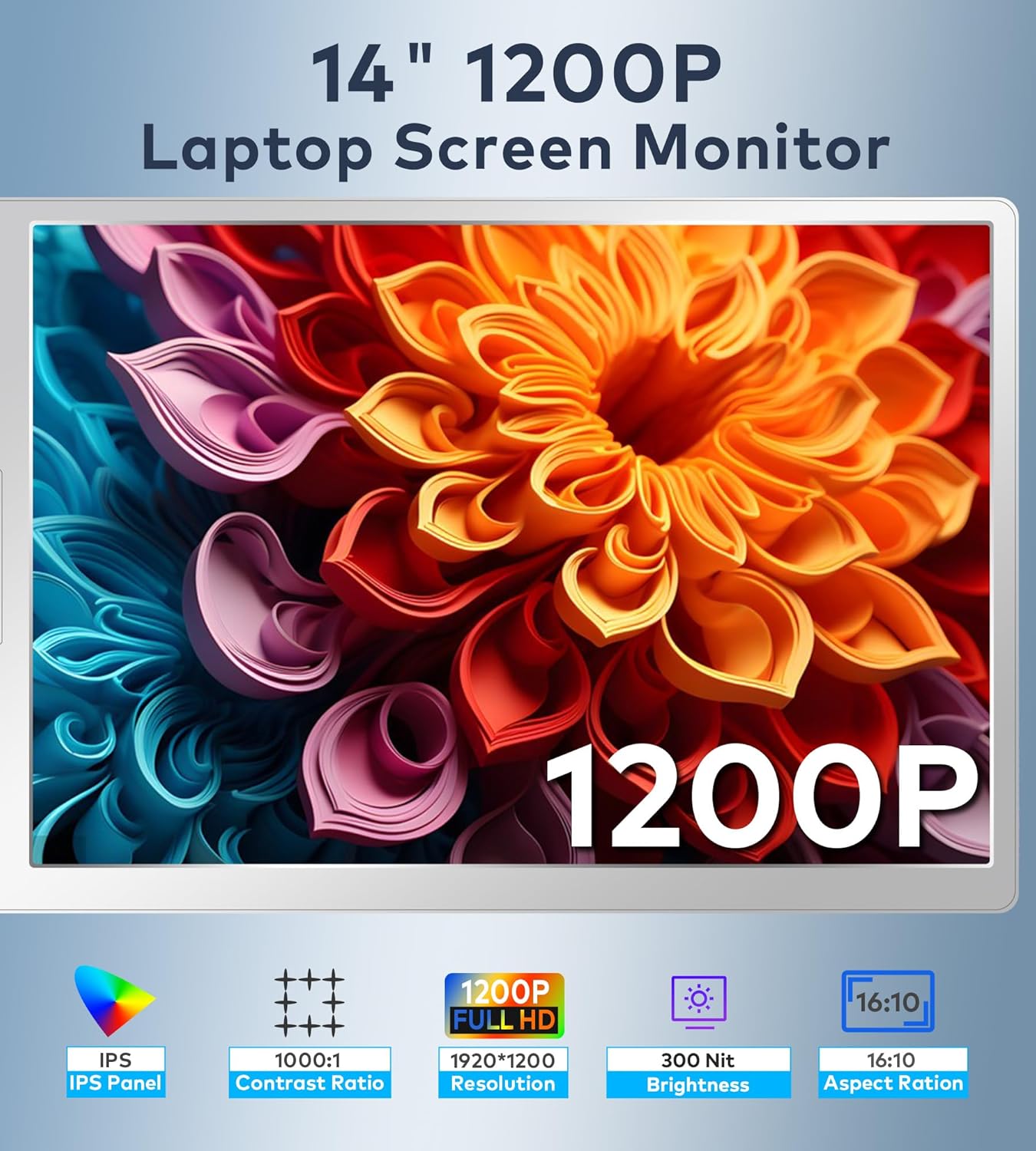 Laptop Screen Extender  FHD 1080P IPS Triple Screen Portable Monitor Extender 12–18.5 inch  Portable Laptop Extended Monitor Compatible with Windows and MacBook (Quad Monitor  14