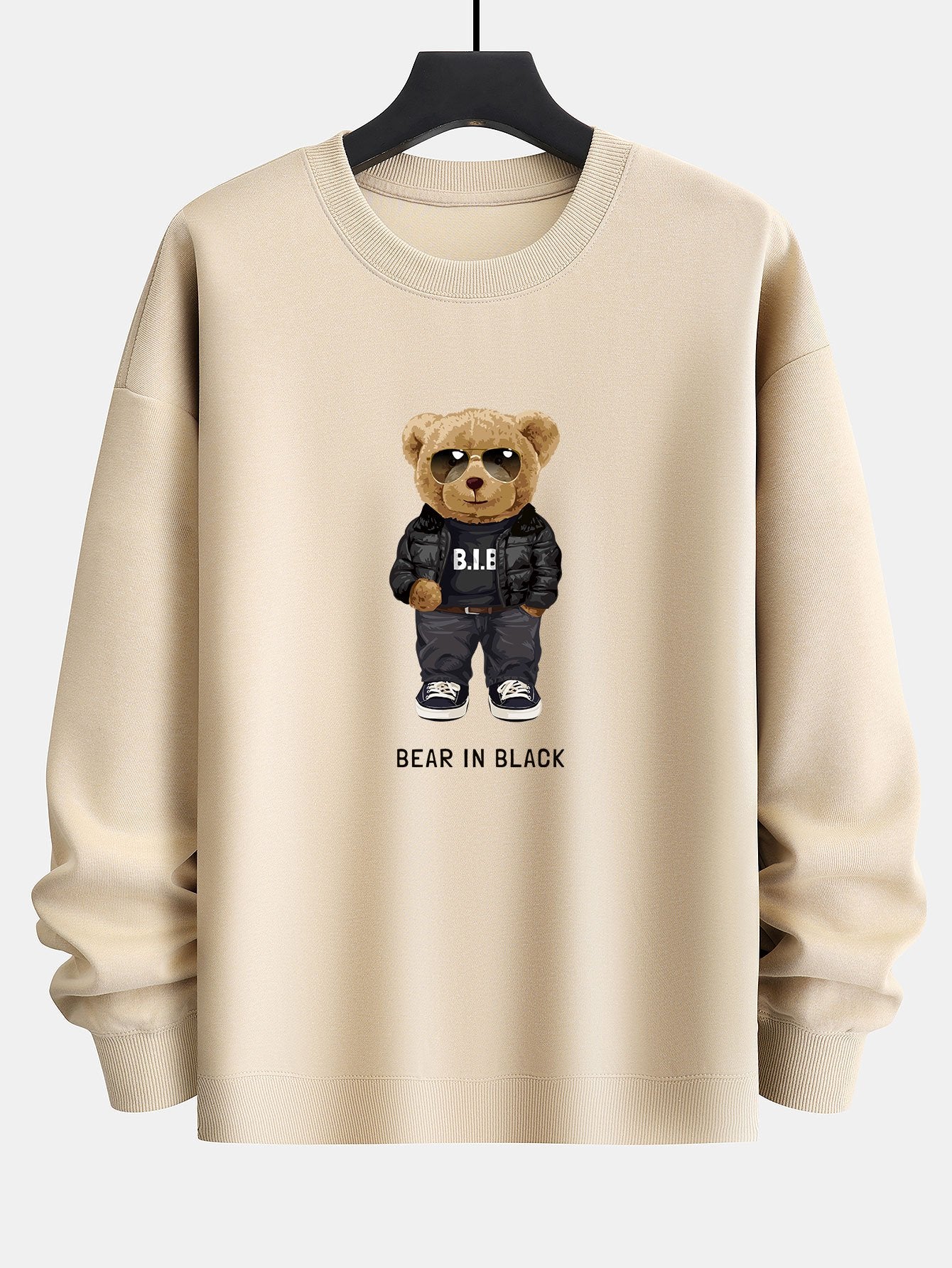 Sweat-shirt coupe décontractée imprimé ours noir
