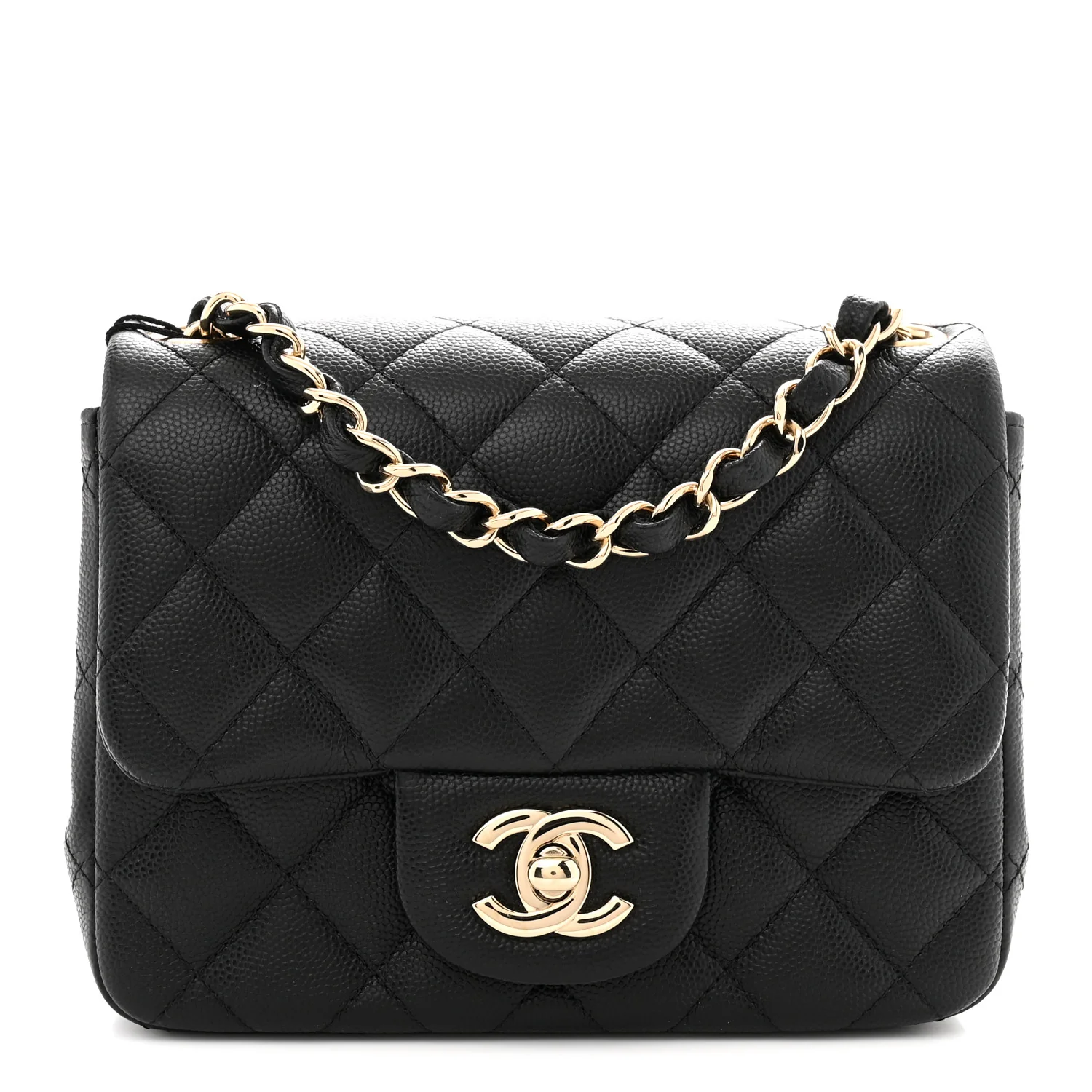 Caviar Quilted Mini Square Flap Black