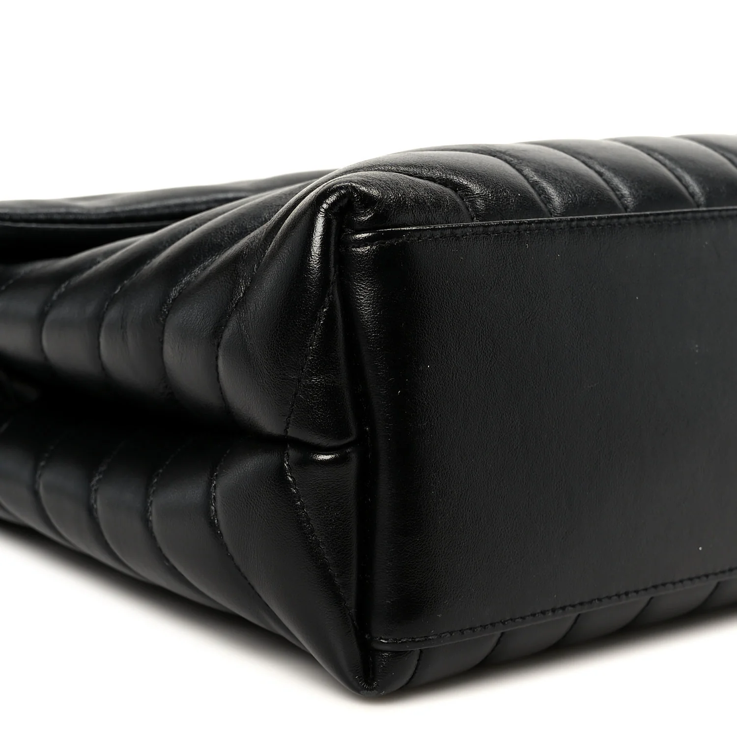 Calfskin Y Quilted Monogram Medium Loulou Chain Satchel Black