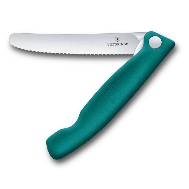 Swiss Classic piknikkniv 11 cm bølget blad grønn