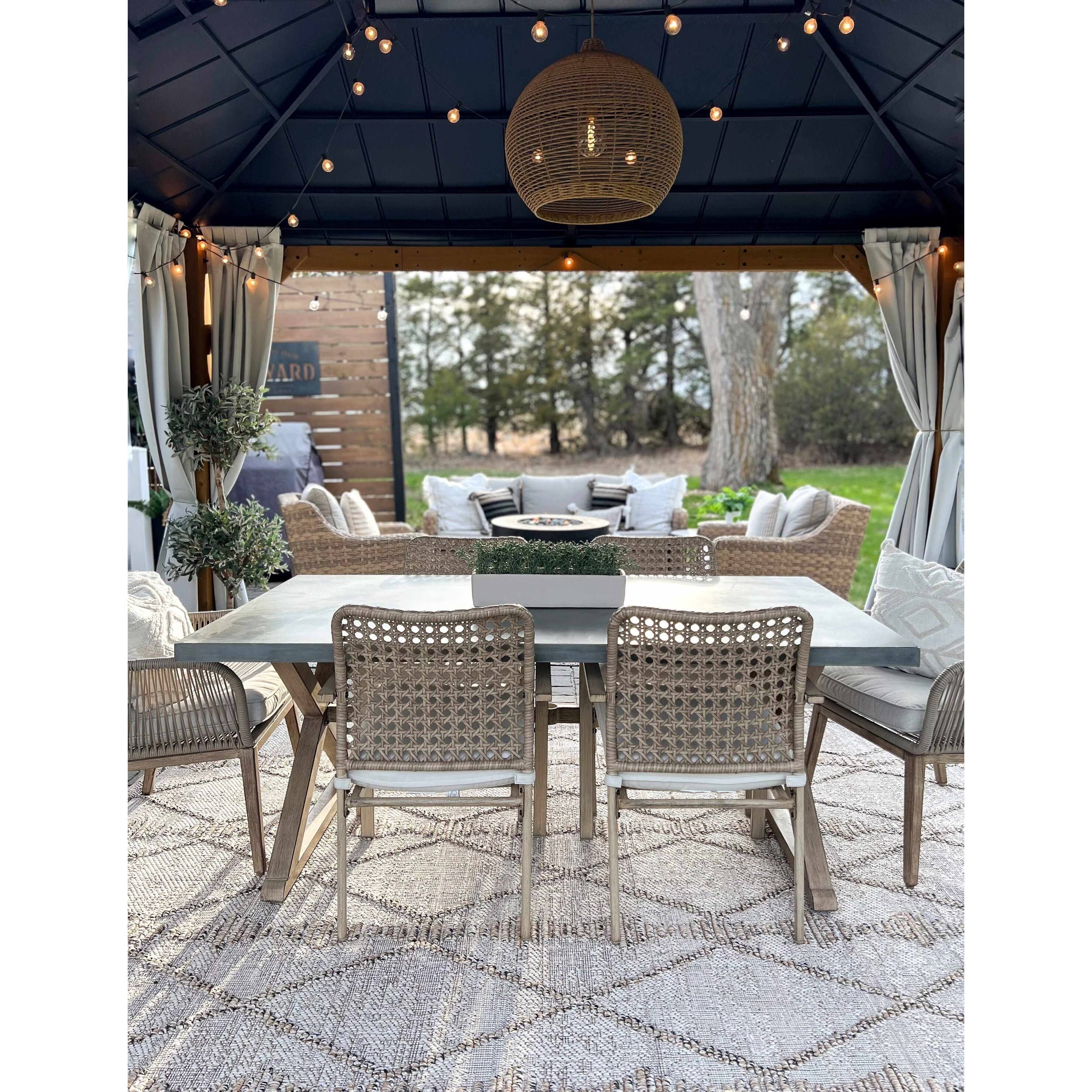 Hauteloom Nyla Living Room, Bedroom Patio Outdoor Area Rug - Farmhouse - Beige,Tan - 6'7 inch x 9', Size: 6'7 x 9'