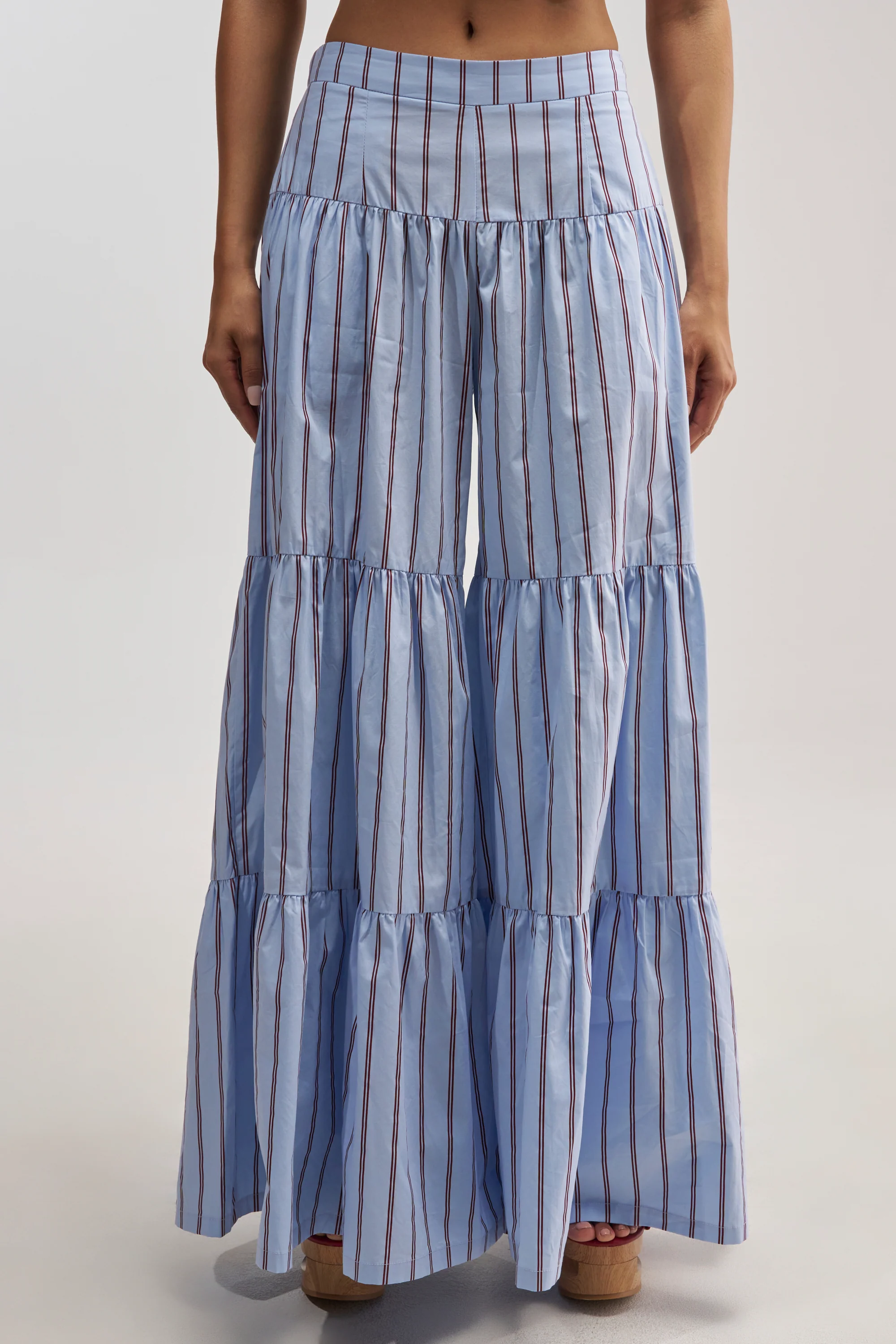 BUSINESS ONLY STRIPE PALAZZO PANT IN LIGHT BLUE - Akira Store