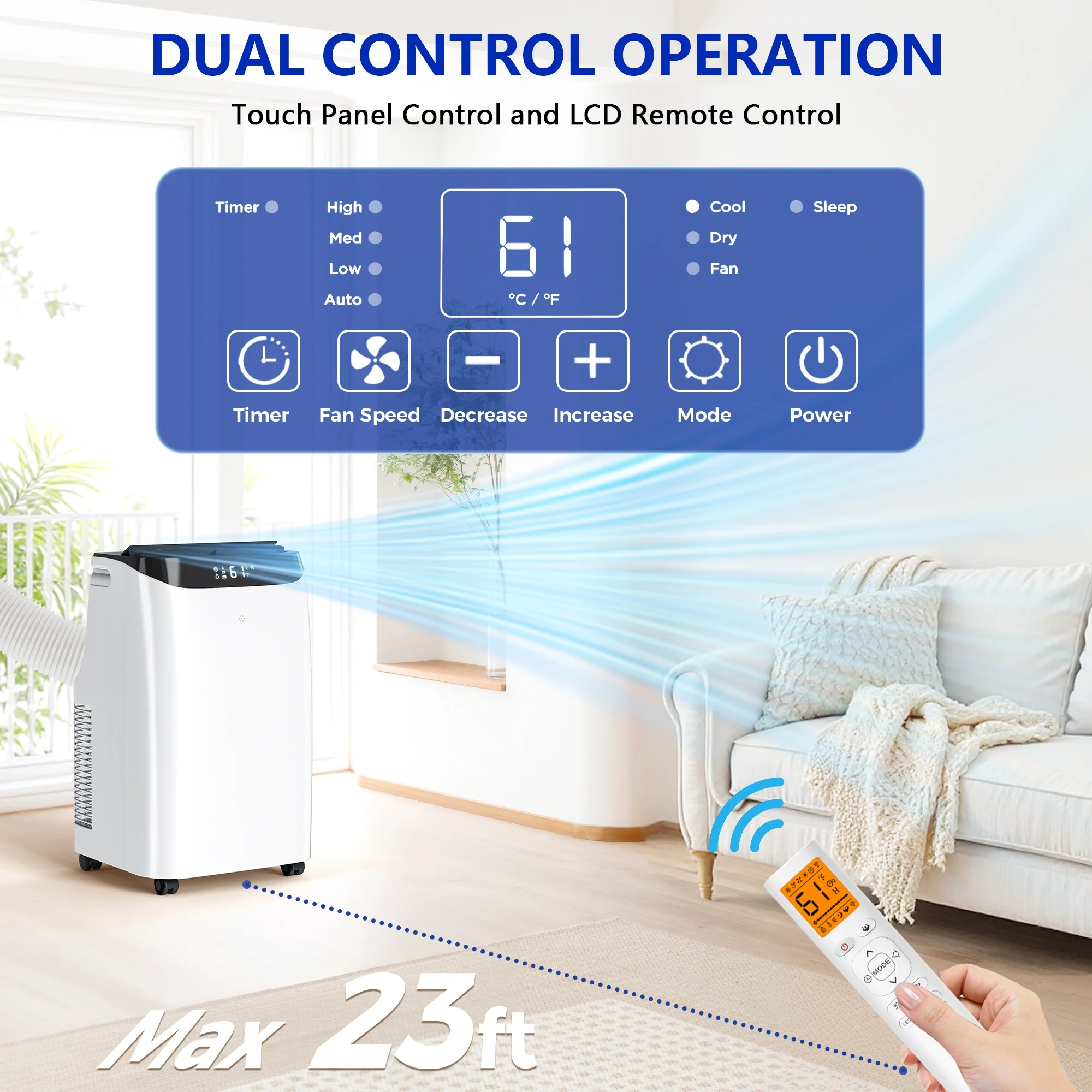 12000 BTU Portable Air Conditioner Cools up to 500 Sq. ft, 3-in-1 AC, Dehumidifier, Fan - Image 6