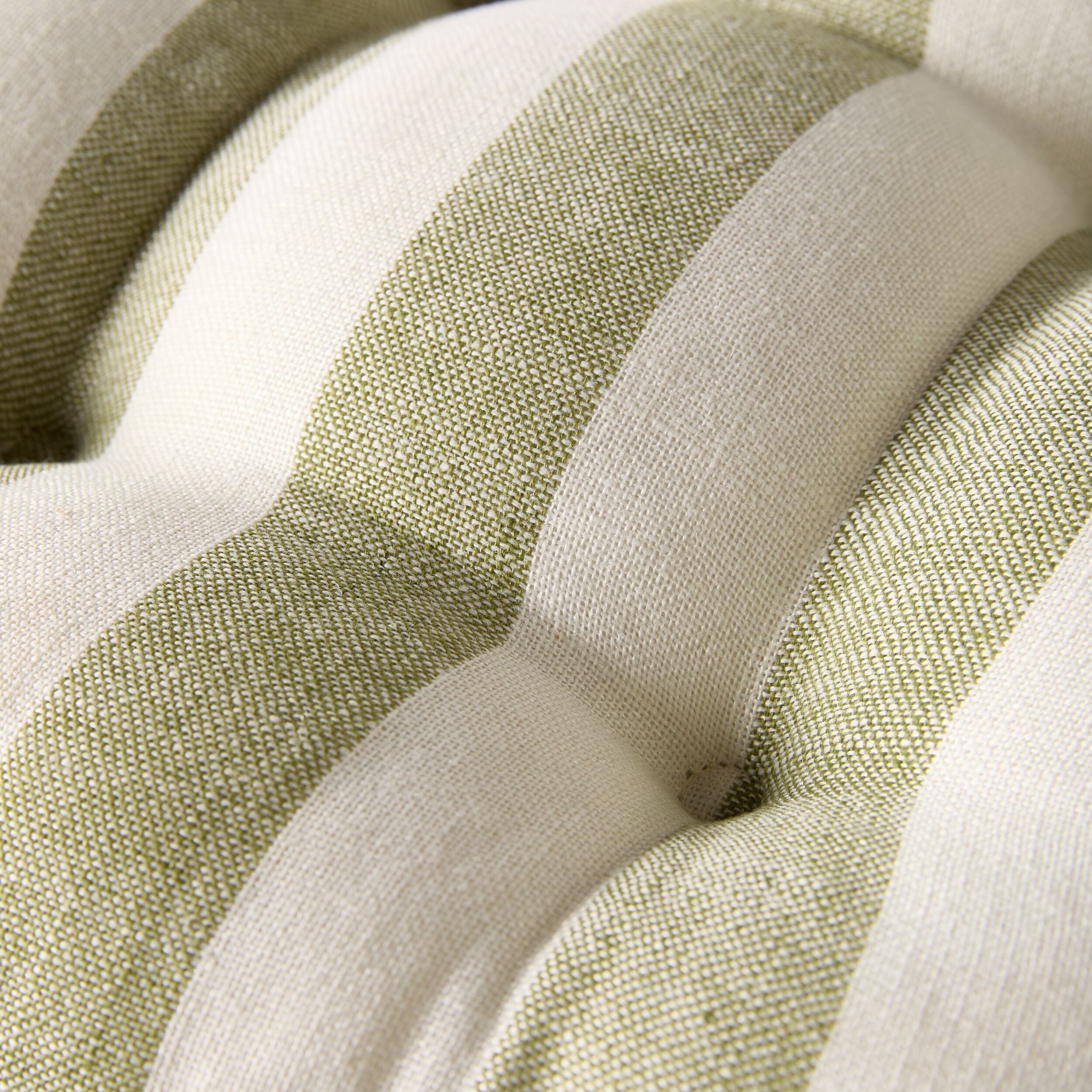 Marais Block Stripe Ruffle Seat Cushion Olive