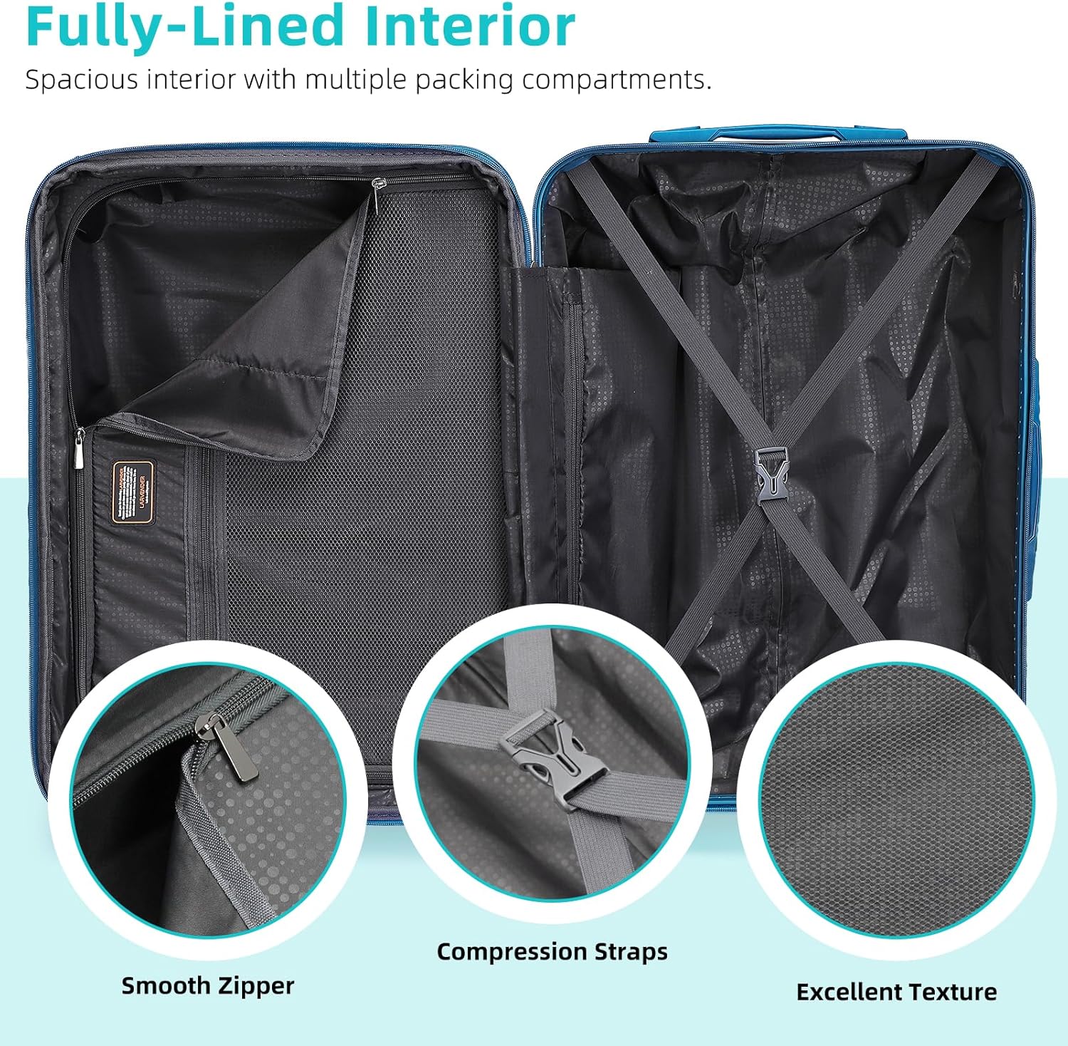 Ensemble de 6 valises, ensemble de valises rigides extensibles avec roulettes multidirectionnelles, ensemble de bagages à roulettes légers