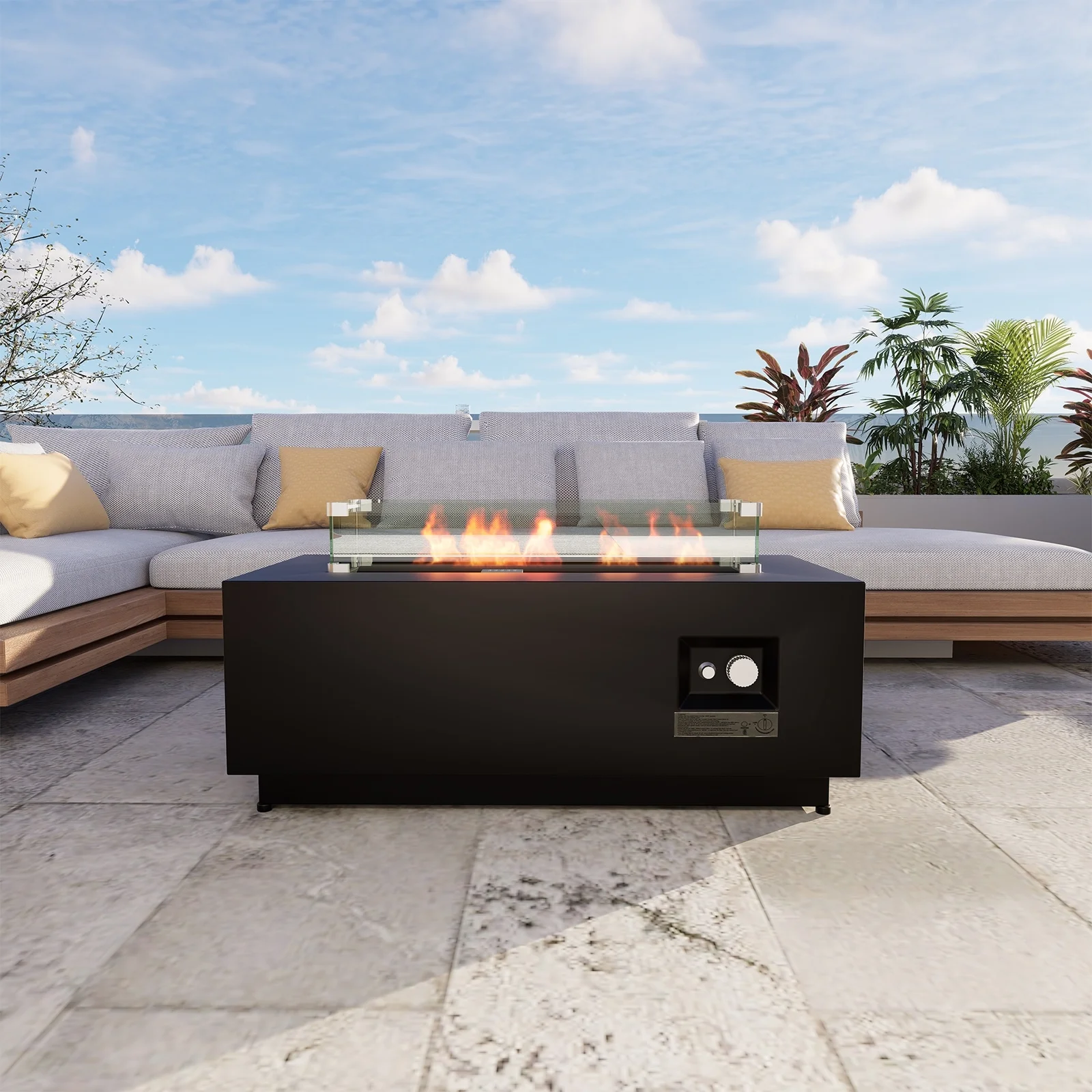 Living Source International LSI 42" Steel Propane/Natural Gas Fire Pit Black(Black)