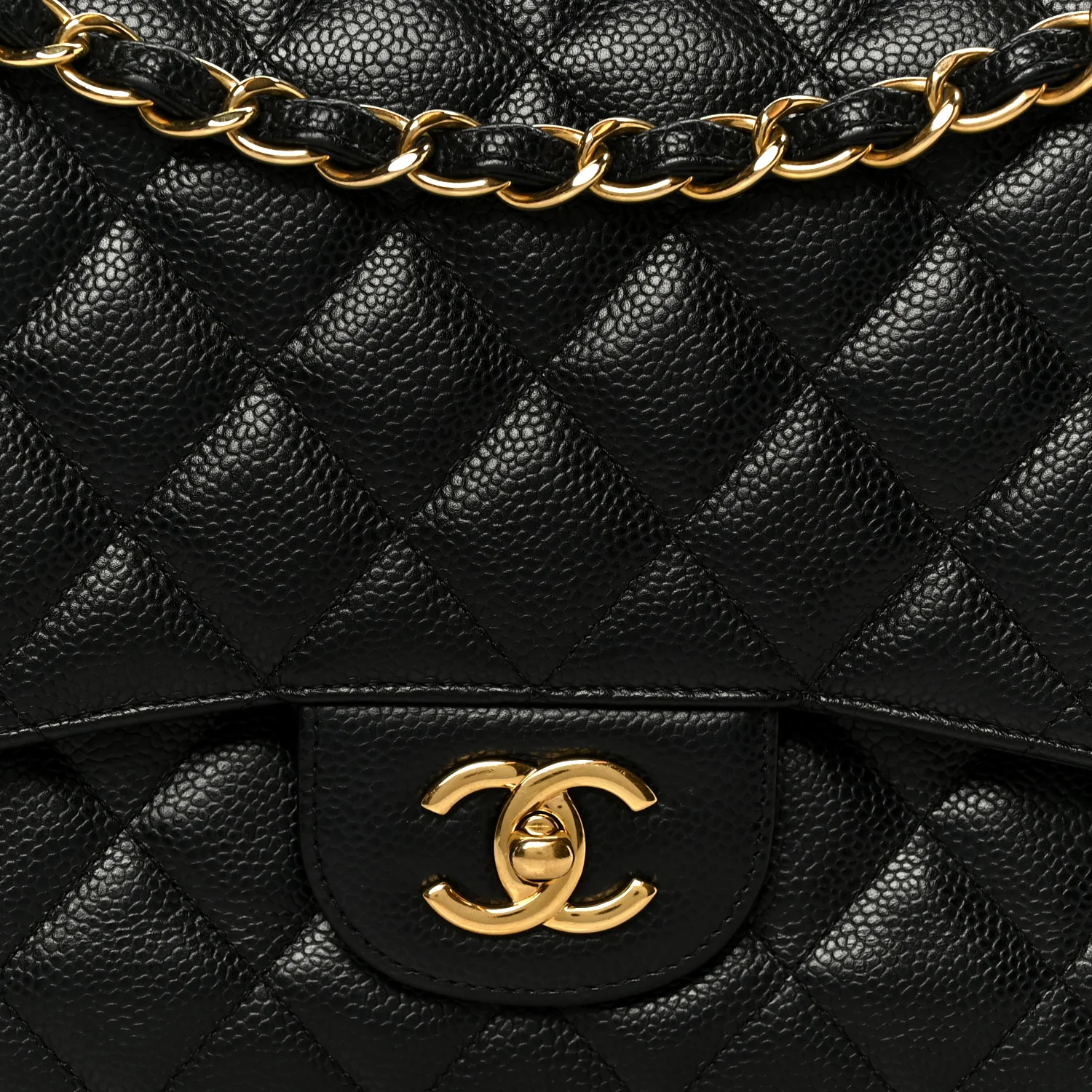 Caviar Quilted Jumbo Double Flap Black