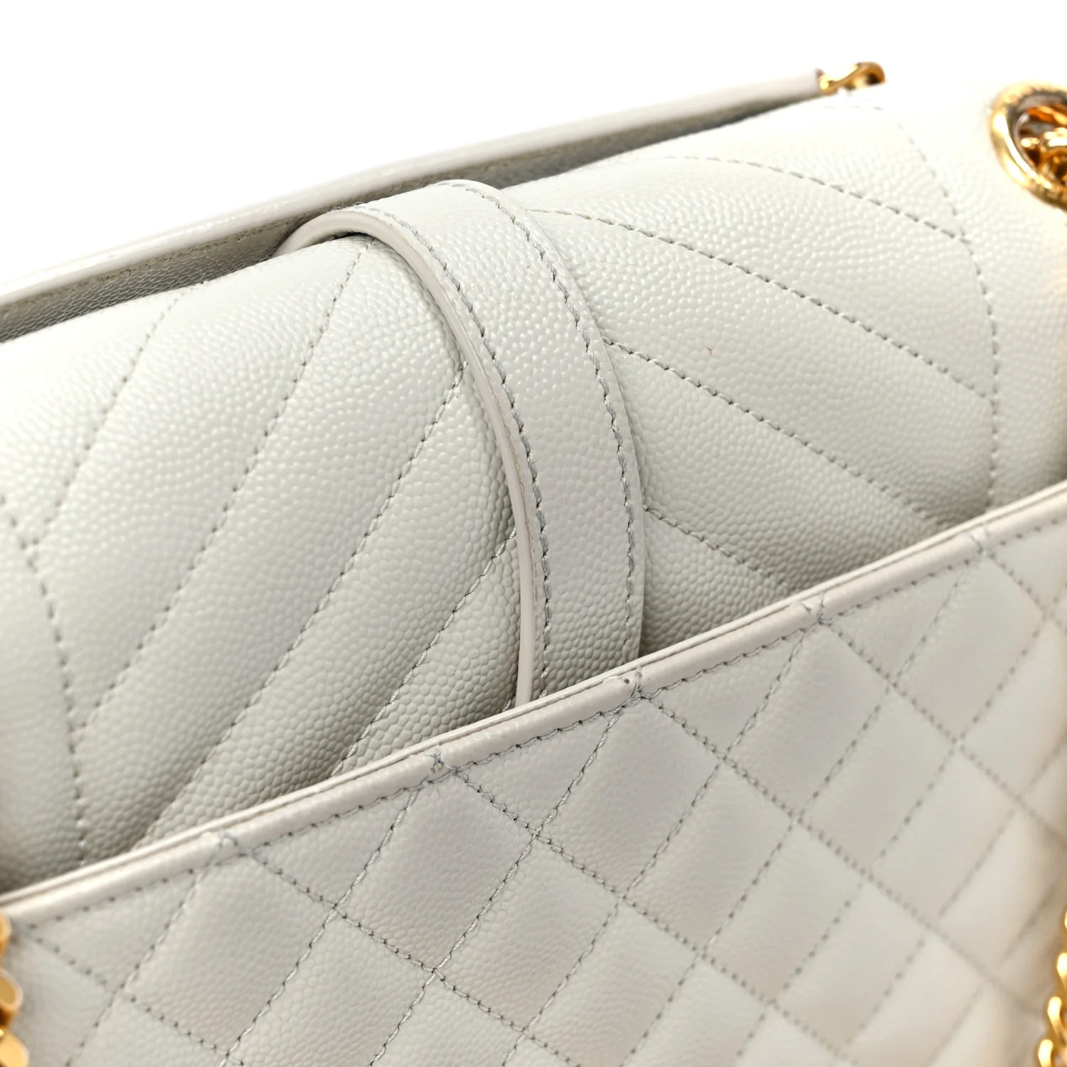 Grain De Poudre Textured Mixed Matelasse Medium Triquilt Monogram Satchel Crema Soft