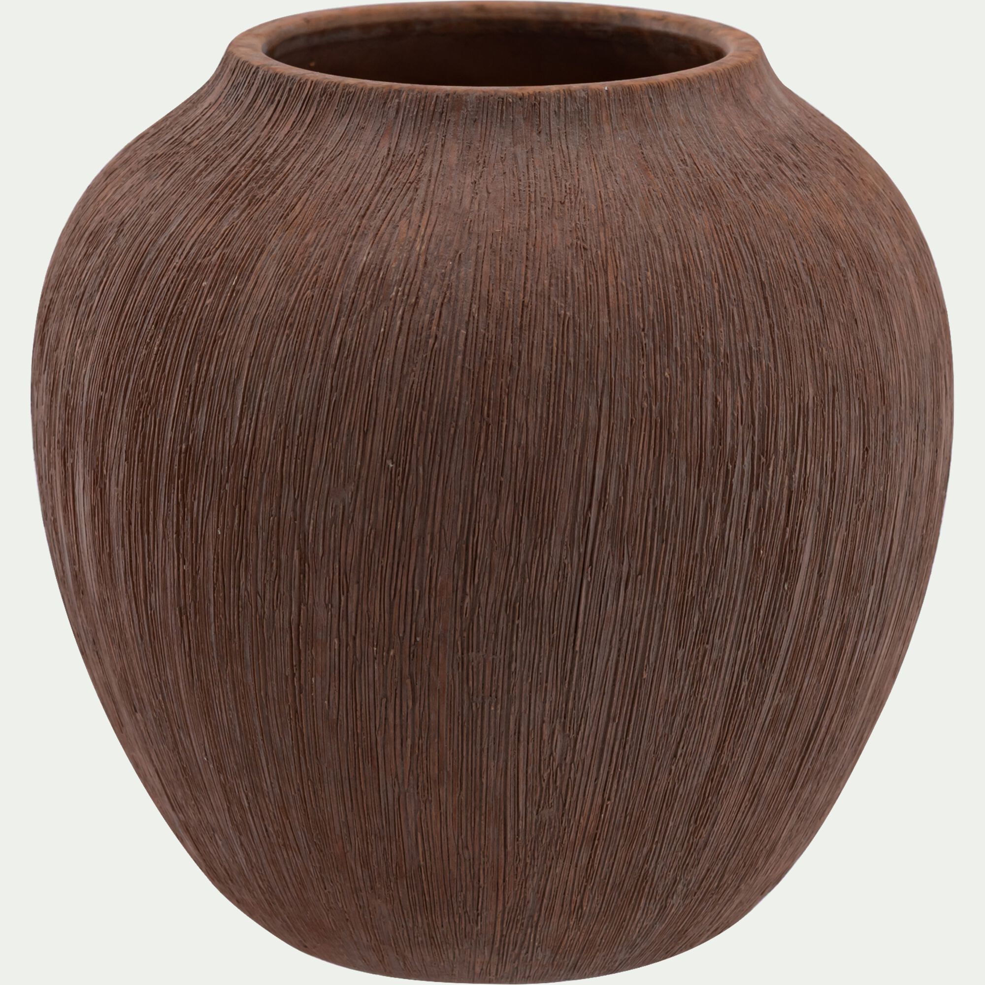 CARINNE - Vase boule en faïence H16cm - marron