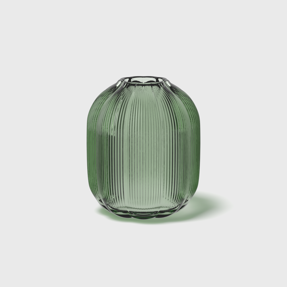 Fleur Vase - Green, 6.3'' x 7.5'', glass