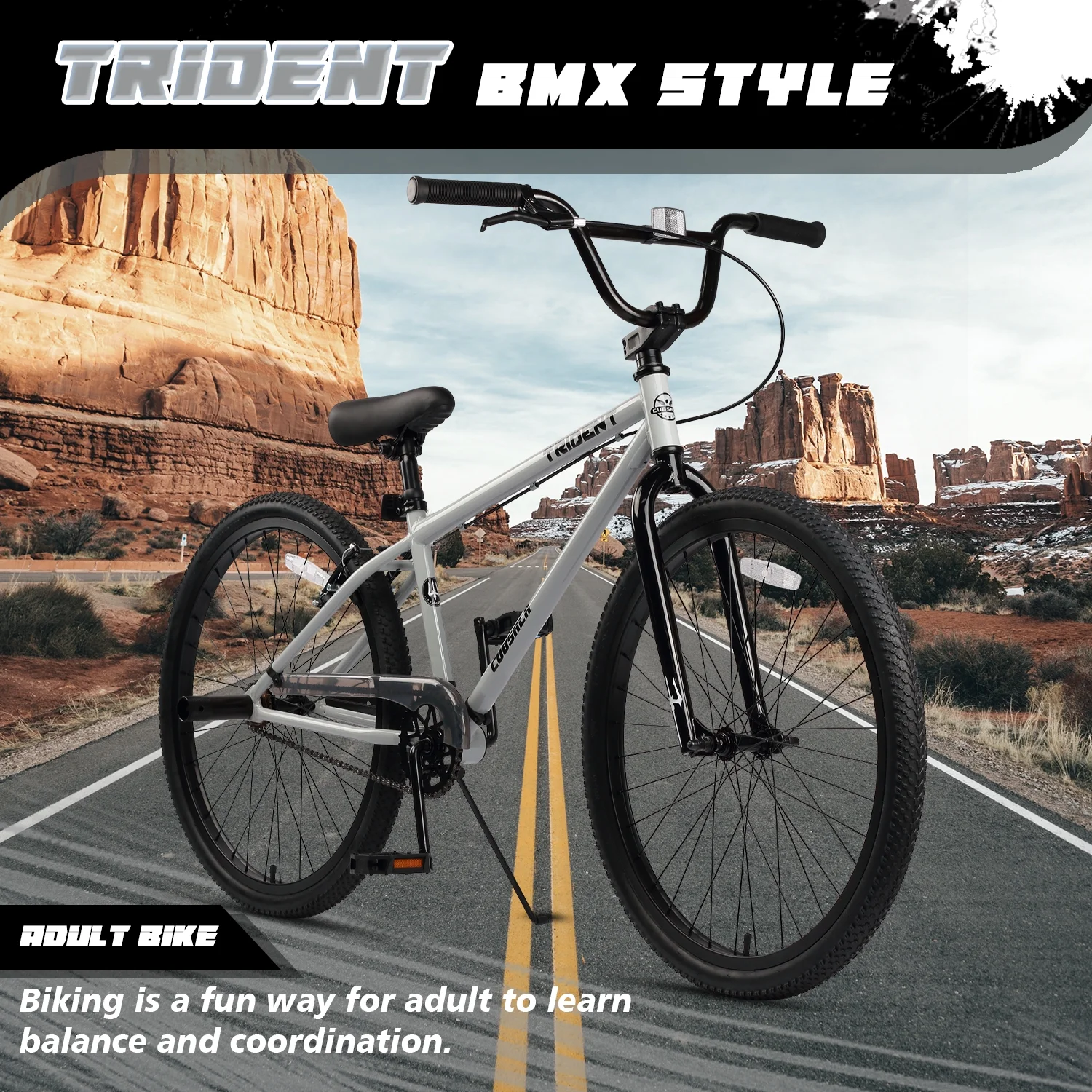 Cubsala 24 in BMX Race Bike Trident Bicycles Beginner - Level to Advanced Riders with 2 Pegs Trick Cycling and Professional Riding, Black