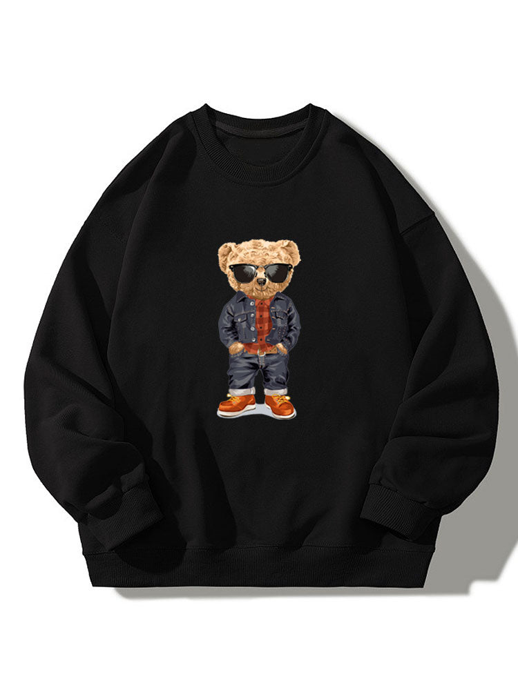 Sweat-shirt décontracté à col rond Denim Bear