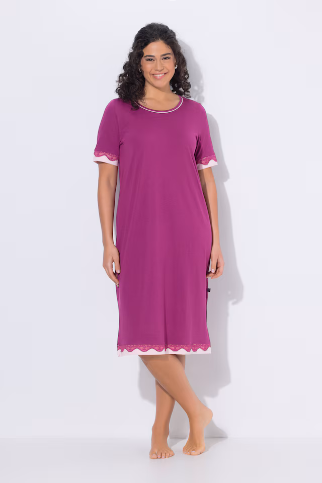 Lace Trim Short Sleeve Nightgown