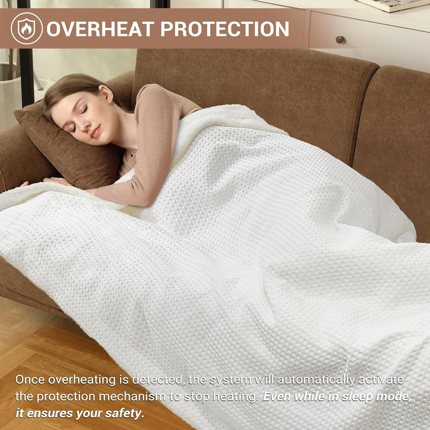 Heated Blanket Queen Size Fast Heating Electric Blanket with Wireless LCD Controller, White, 84"x90" - Image 4