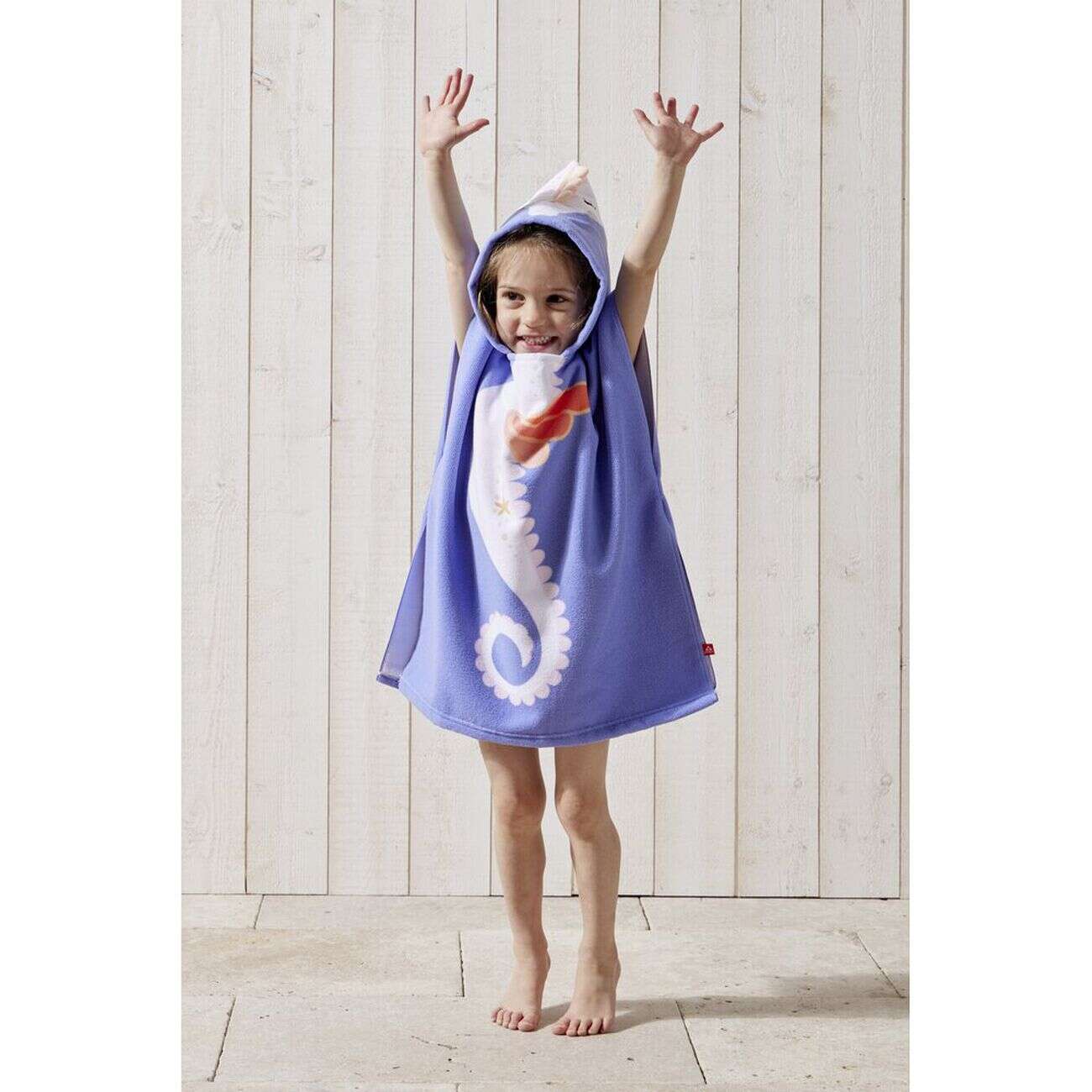 Poncho de plage enfant hippocampe TU 55x110cm