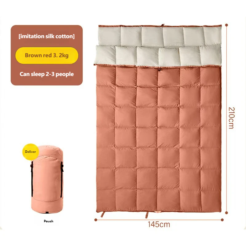 Portable Folding Checkered Lightweight Waterproof Outdoor Camping Moisture-Proof Sleeping Bag for Winter Travel
