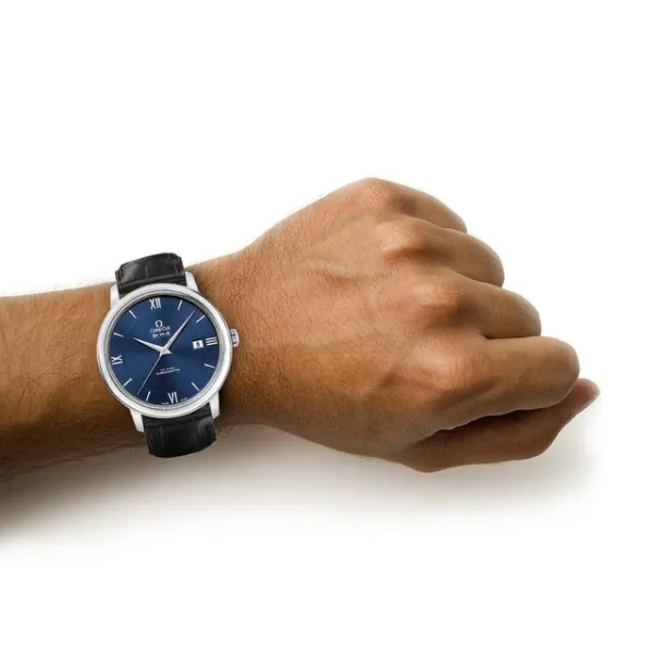 Omega De Ville Men Automatic Blue Leather Watch O42413402003001