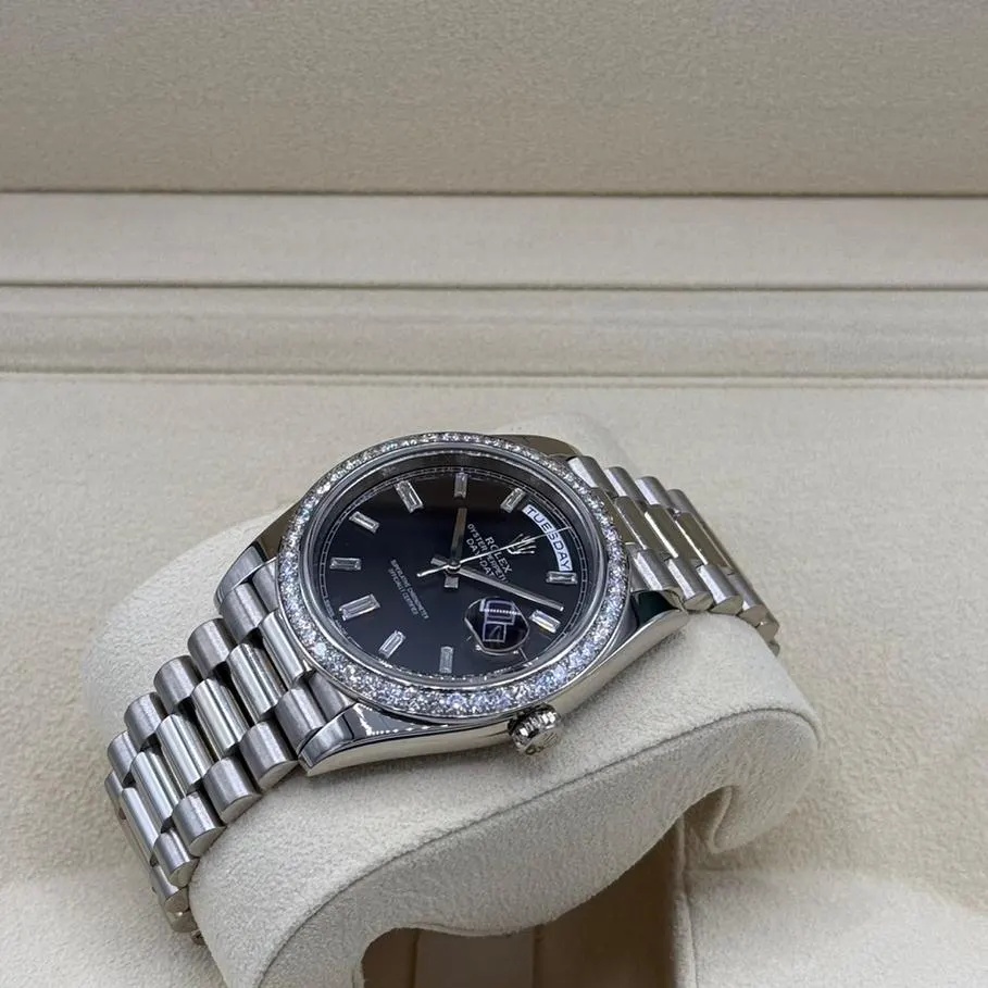 [Super Clone]RLX  Day-Date 40mm 228349RBR-0003 Bright Black Dial President Bracelet