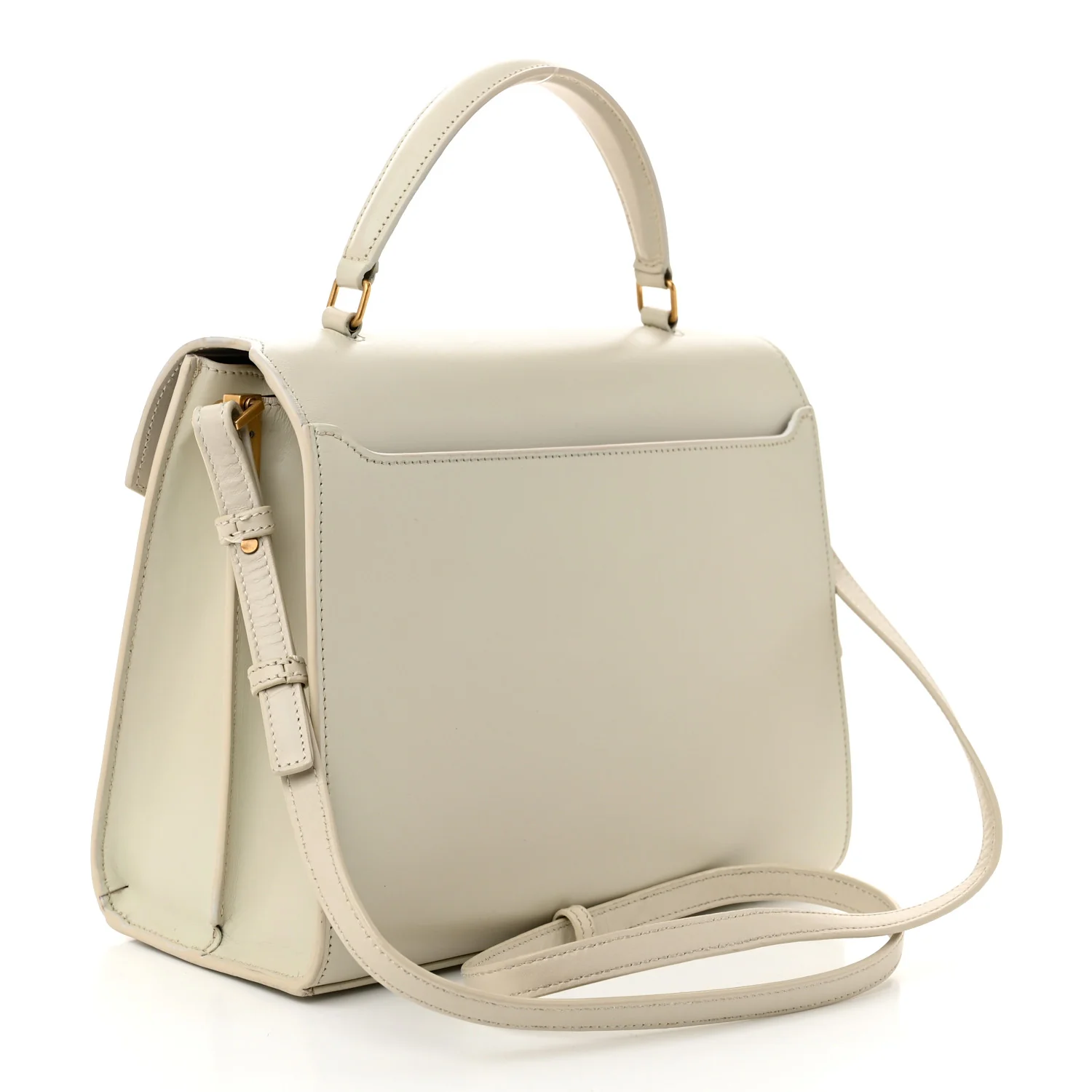 Smooth Calfskin Medium Classic Monogram Cassandra Top Handle Crema Soft Rouge Legion
