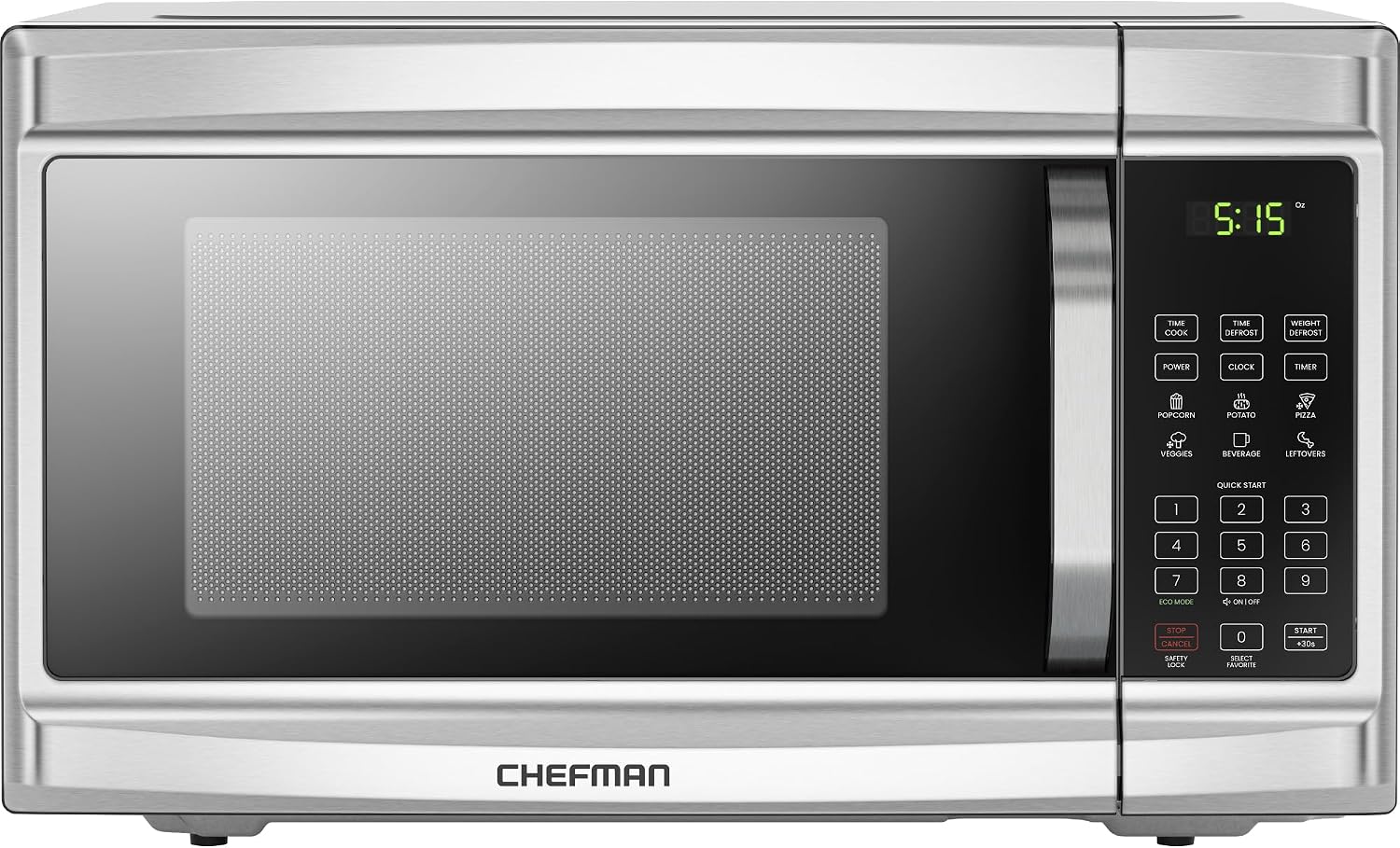 Chefman Compact Countertop Microwave, 0.7 Cu Ft, 700W, Stainless