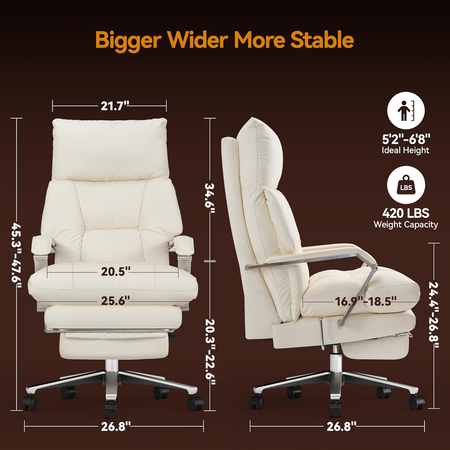M76 160° Reclining Office Chair with Footrest, 10