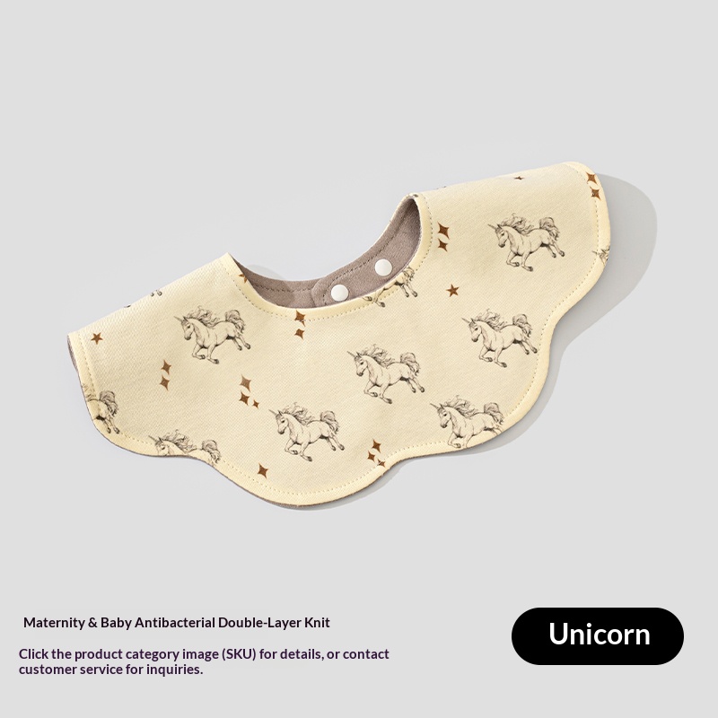 Premium 2 Layer Muslin Baby Bib 360 Degree Rotation 8 Petal Shape Soft Cotton Gauze Infant Drool Bib for Daily Feeding Wear