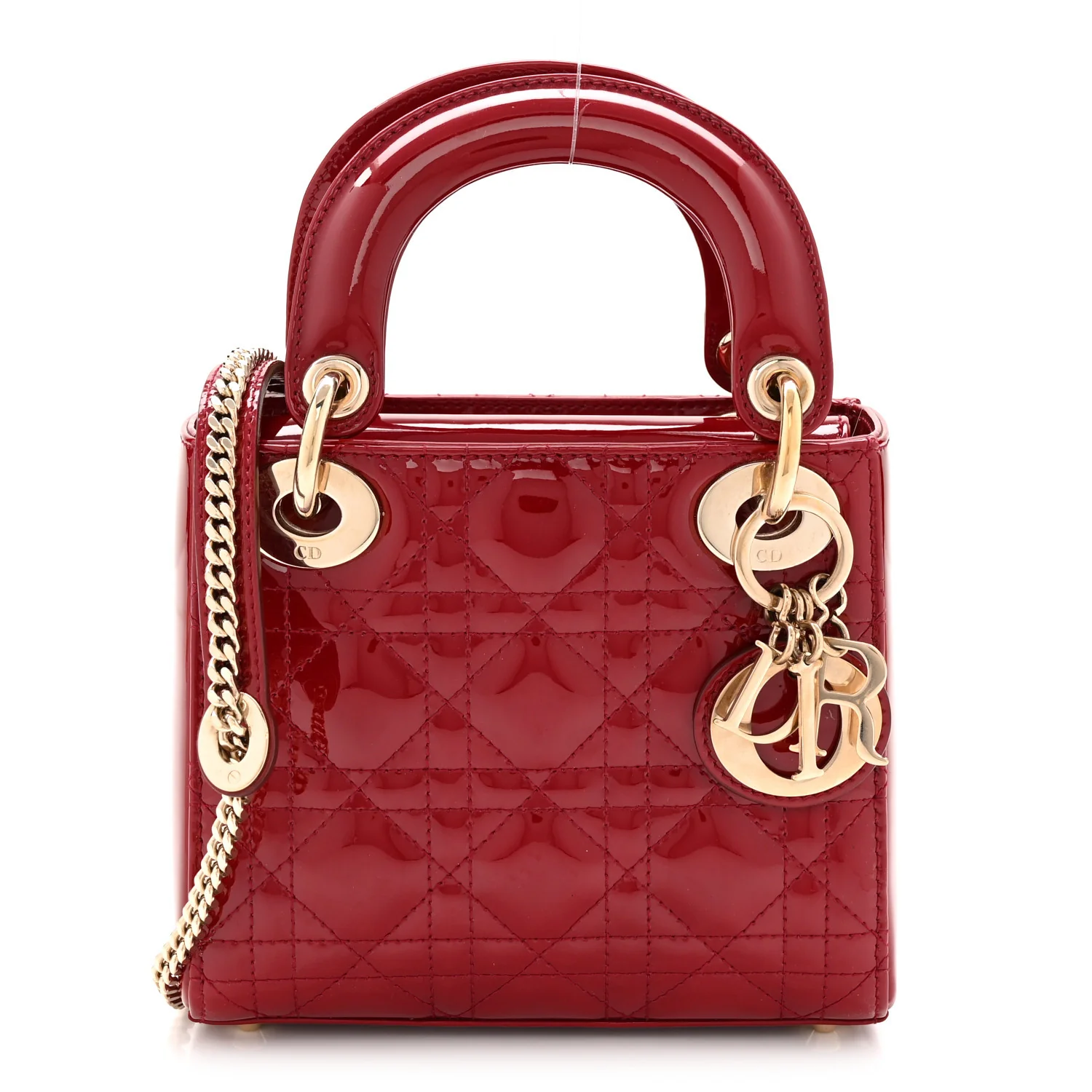 Patent Cannage Mini Lady Dior Red