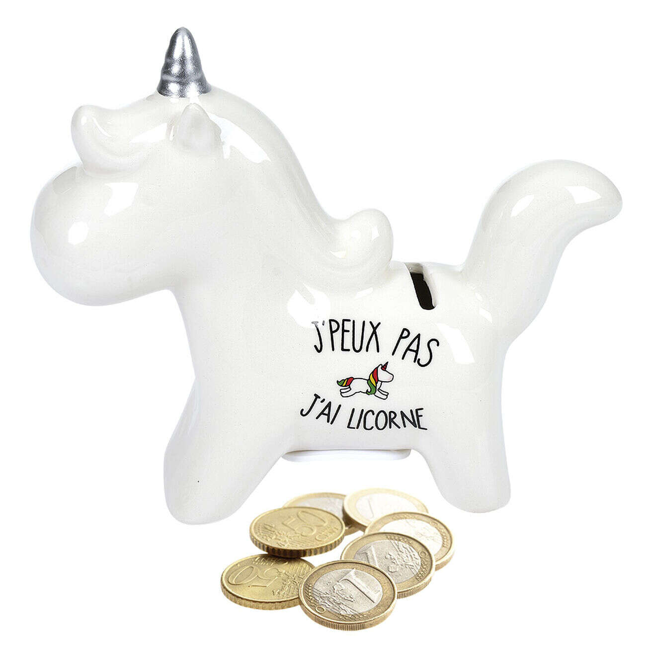 Tirelire licorne céramique blanche