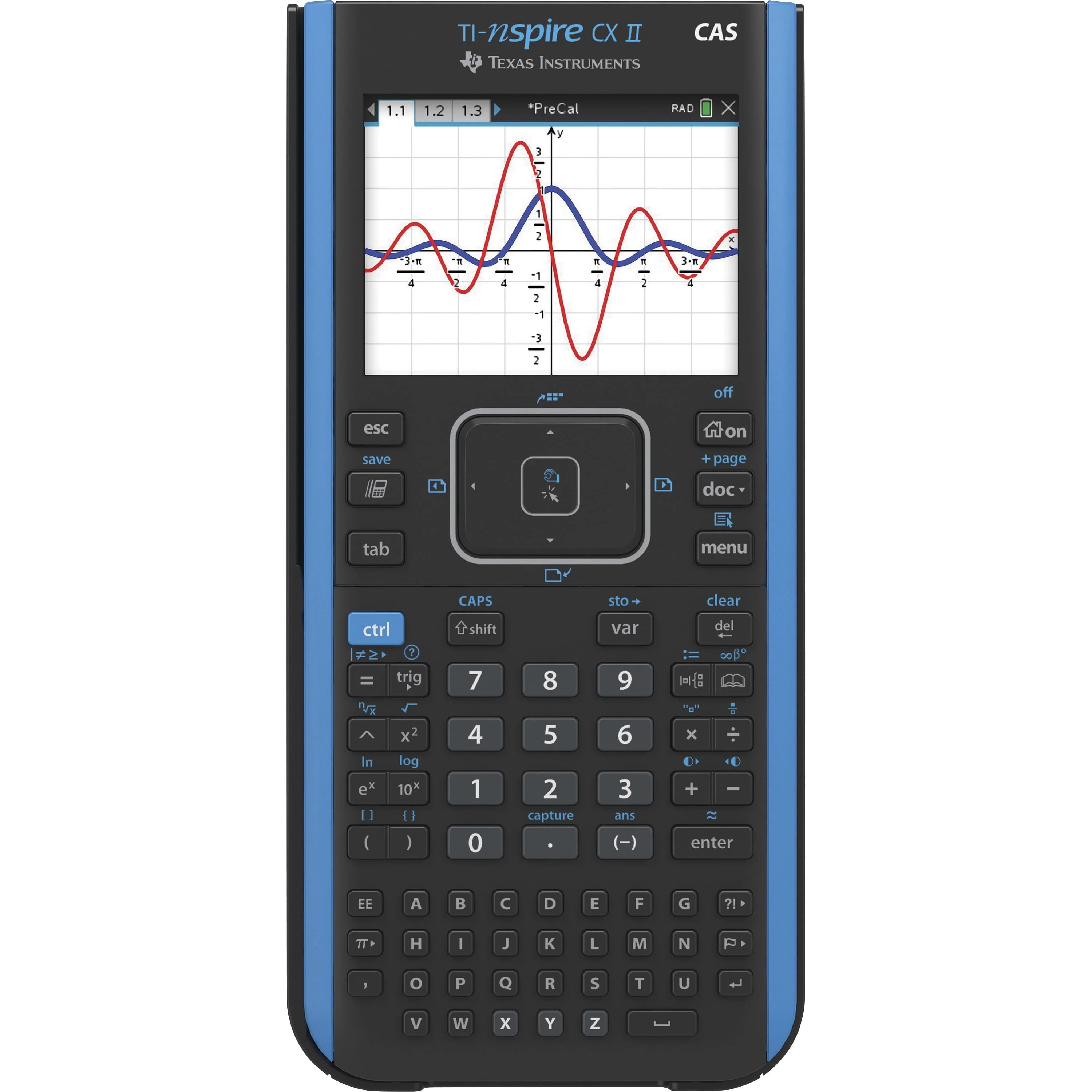 Texas Instruments TI - Nspire CX II CAS Color Graphing Calculator with Student Software (PC/Mac), Blue