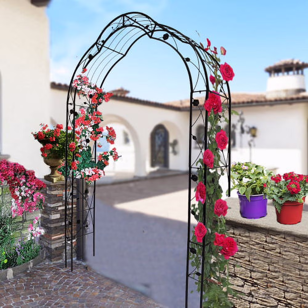 ACE-GARDEN, 1-YEAR-WARRANTY, 59*15.35*98.4, Metal Garden Arch Assemble Freely with 8 Styles Garden Arbor Trellis Climbing Plants Support Rose Arch(Black)