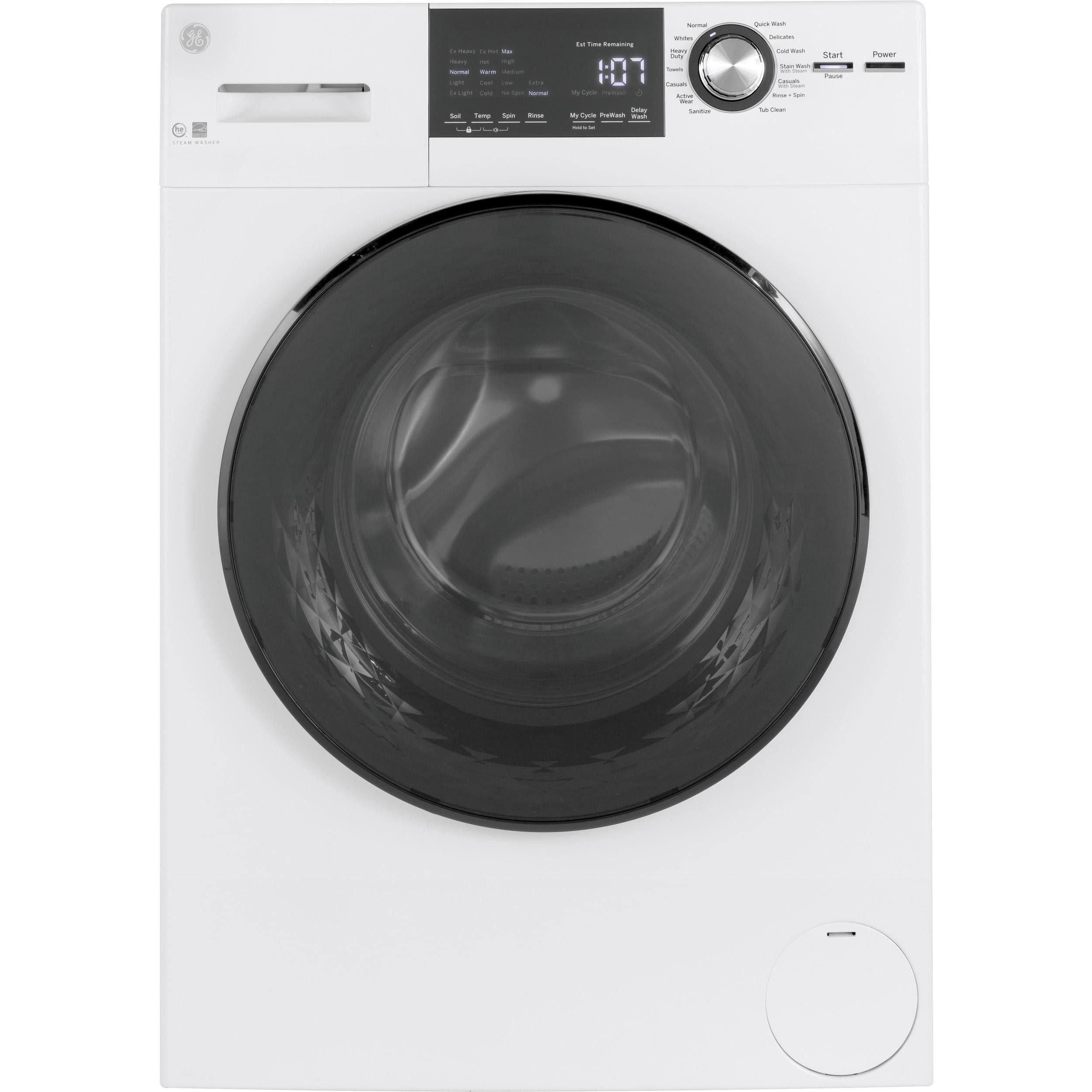 GE GFW148SSMWW 2.4 Cu.Ft. White Front Load Washer with Steam - Energy Star