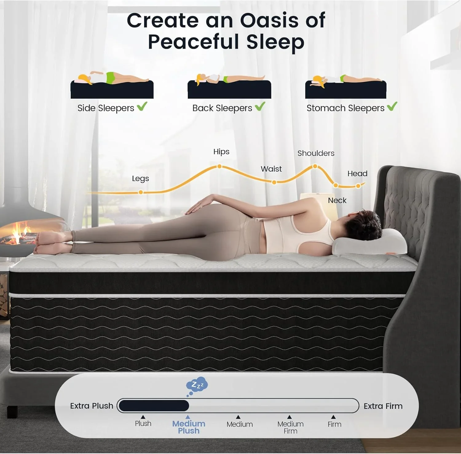 Full Size Mattress, 10 Inch Full Size Mattress in a Box, Medium Plush Hybrid Mattress