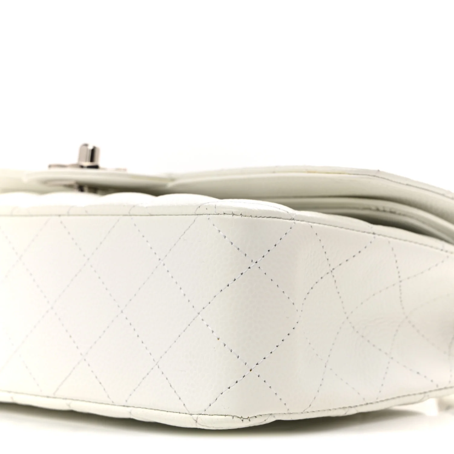 Caviar Quilted Medium Double Flap White