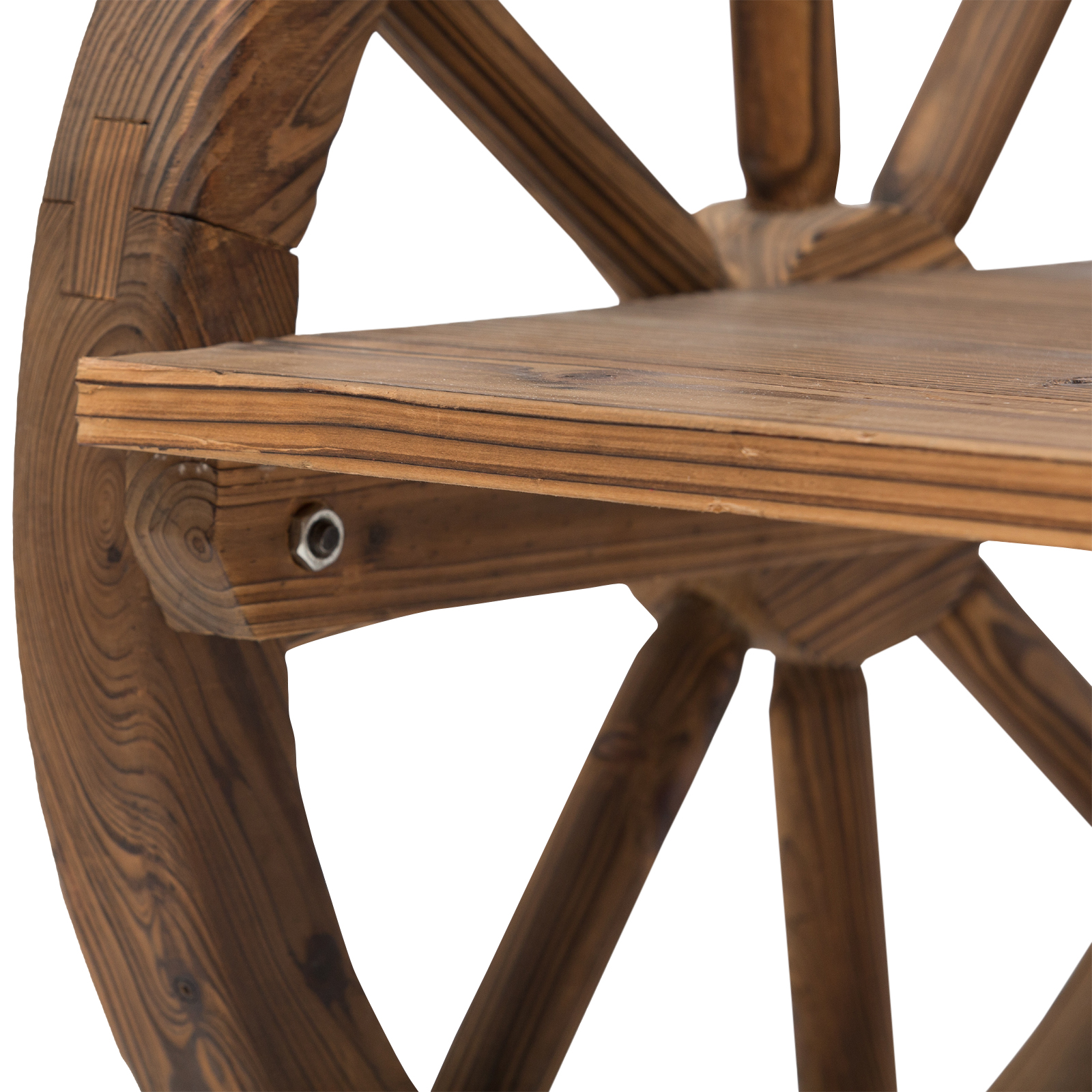 Outsunny Tuinbank bank tuinmeubelen armleuning wagen wielen design massief hout bruin