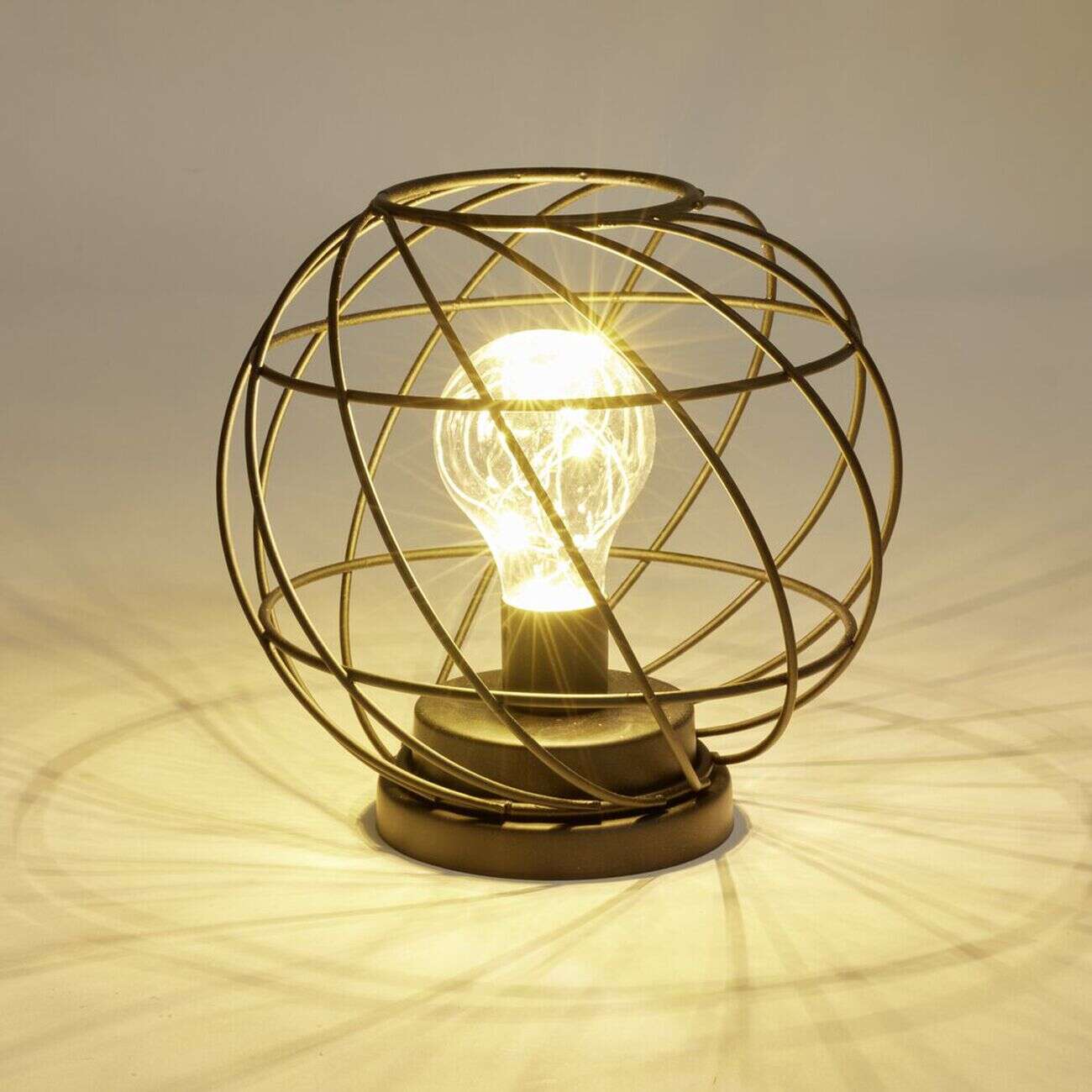 Lanterne LED sphère ajourée métal noir Ø16xH17cm