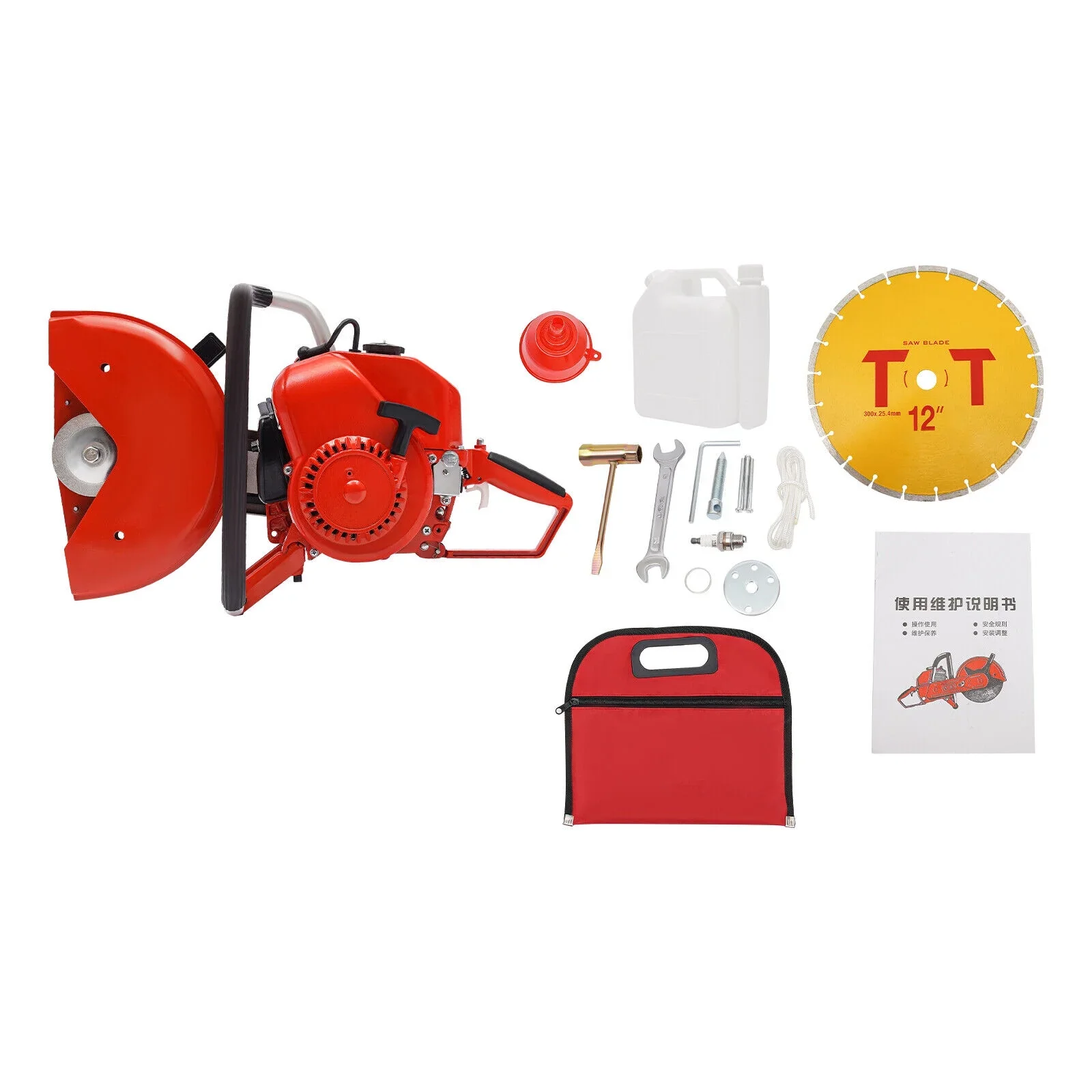 2 Stroke 78.5CC Gas Power Cement Concrete Cut off Saw Cutting Tool W/ Blade Red