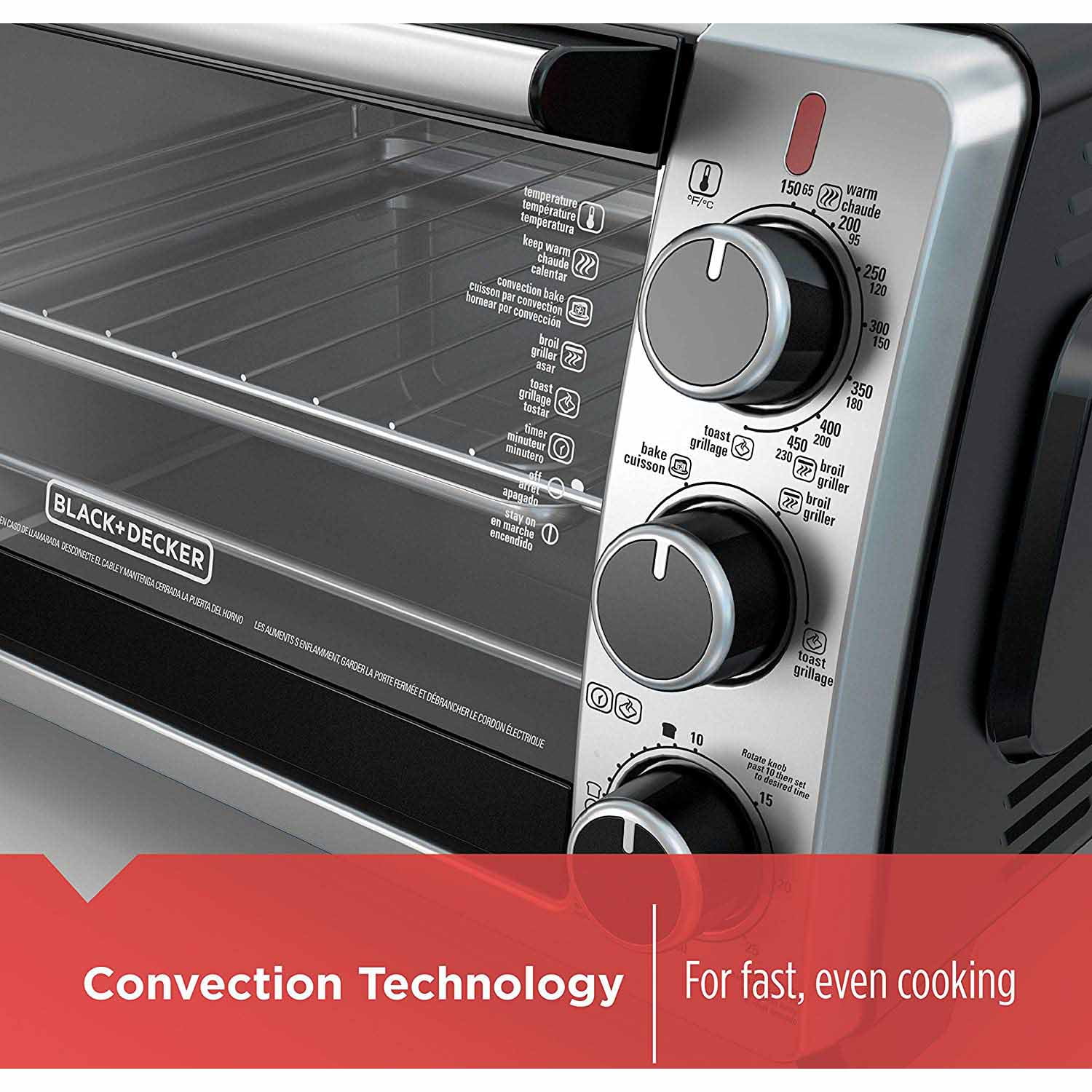 BLACK+DECKER 6 - Slice Toaster Oven, Black, TO1950SBD