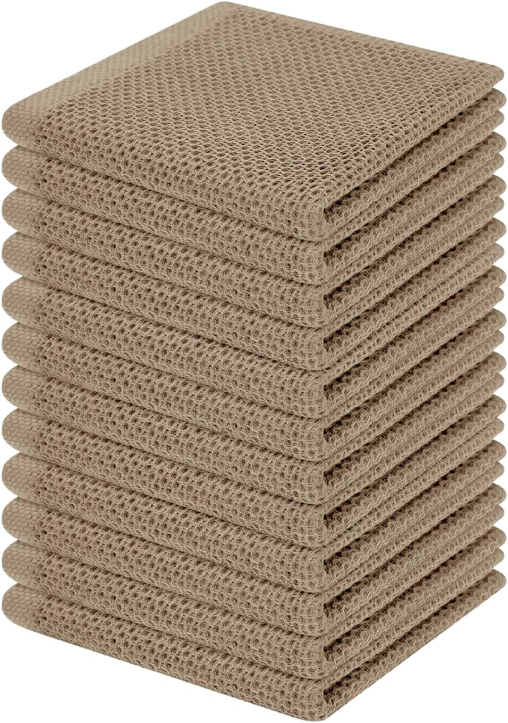 Homaxy 100% Cotton Waffle Weave Kitchen Dish Cloths 6-Pack, Dark Grey