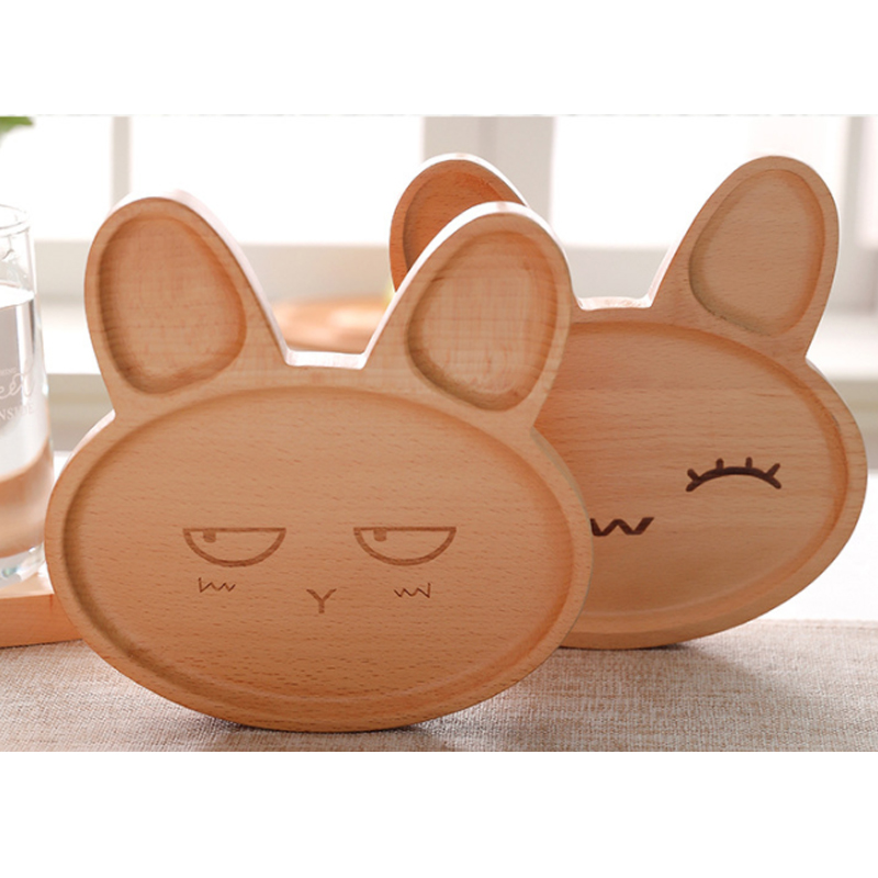 Beech Wooden Children's Wooden Cartoon Plate Dish, Eco-Friendly Plate,  Handcrafted Dinnerware