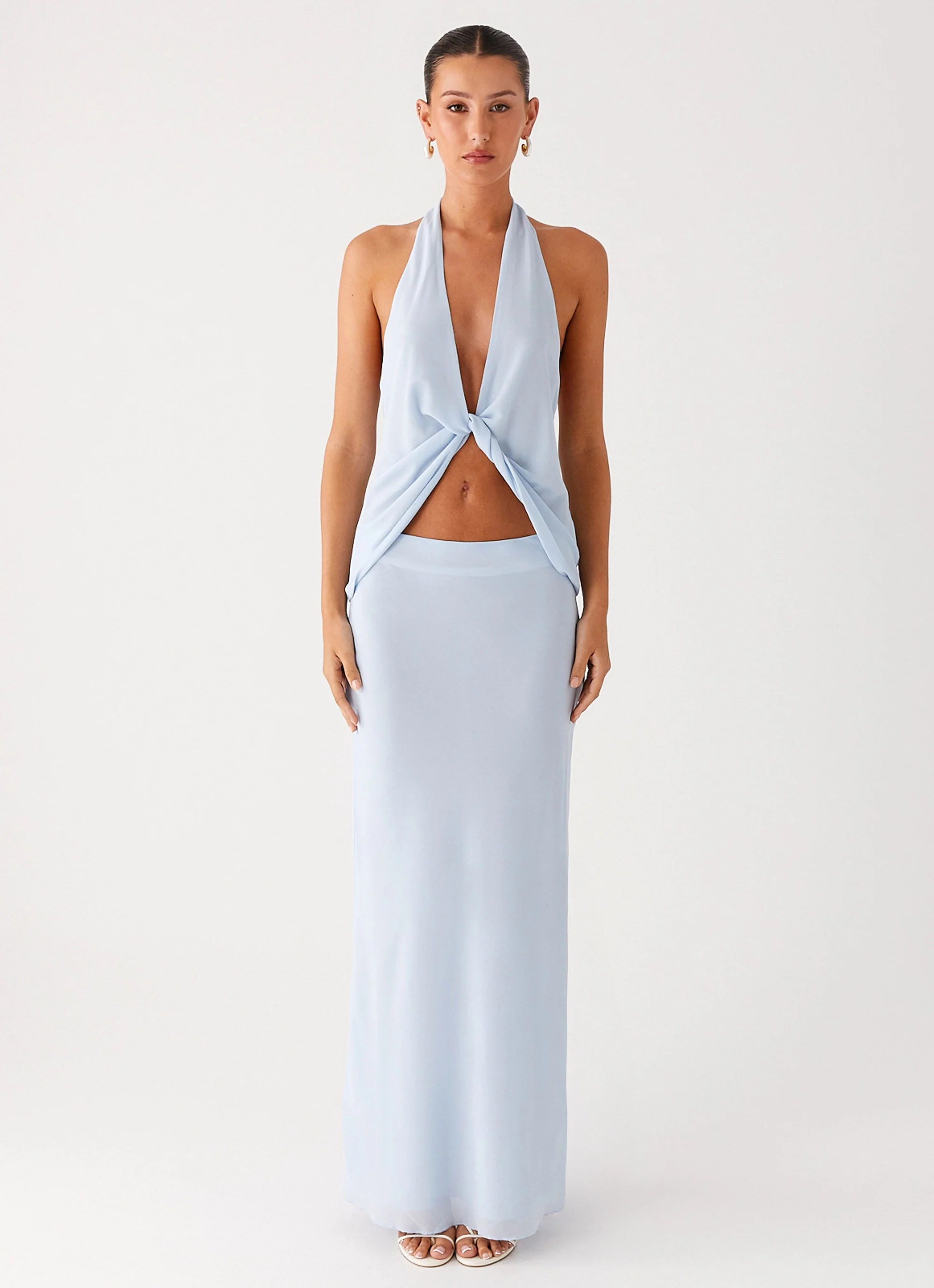 Michaella Chiffon Maxi Skirt - Blue