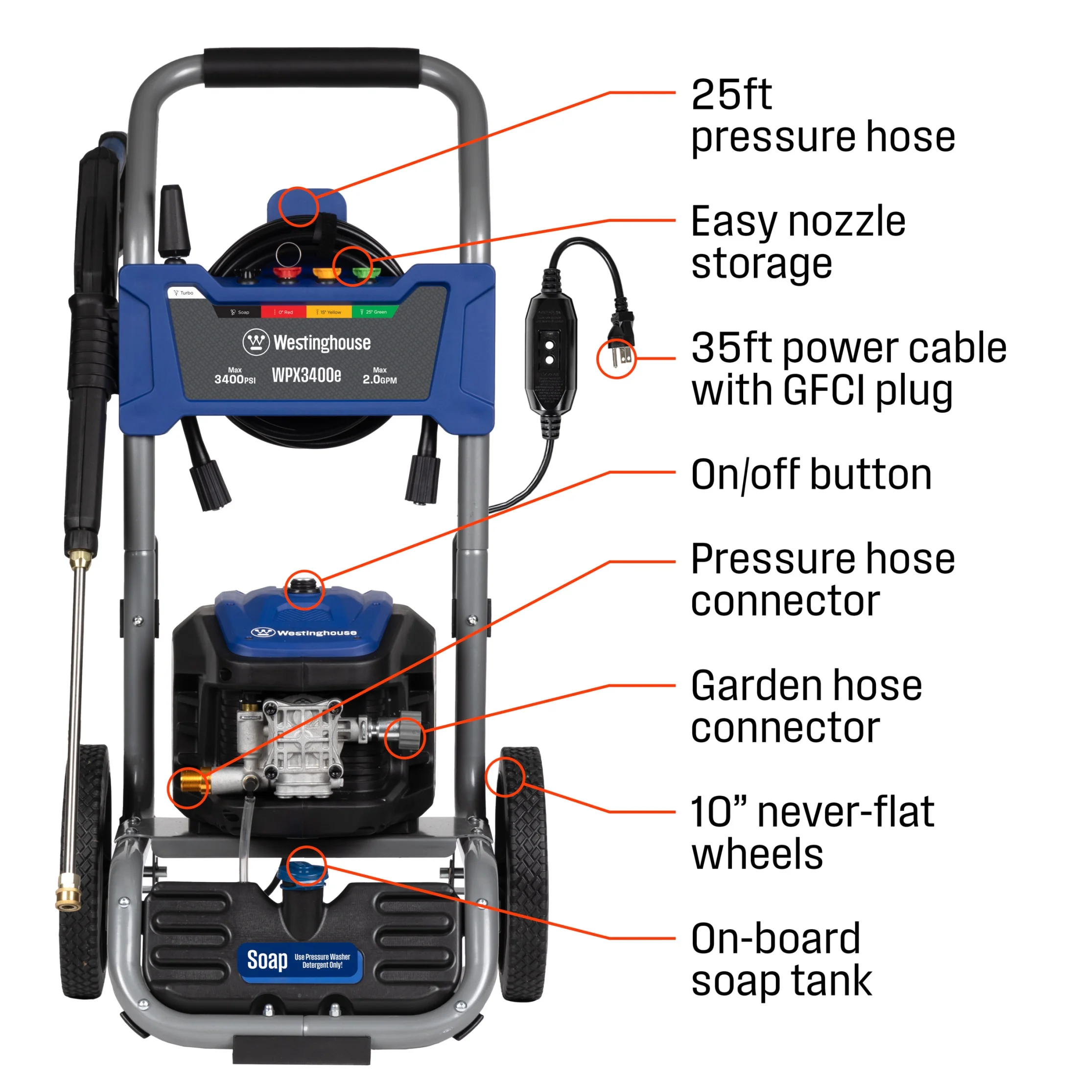 Westinghouse 3400 PSI at 2 GPM Electric Powered Pressure Washer