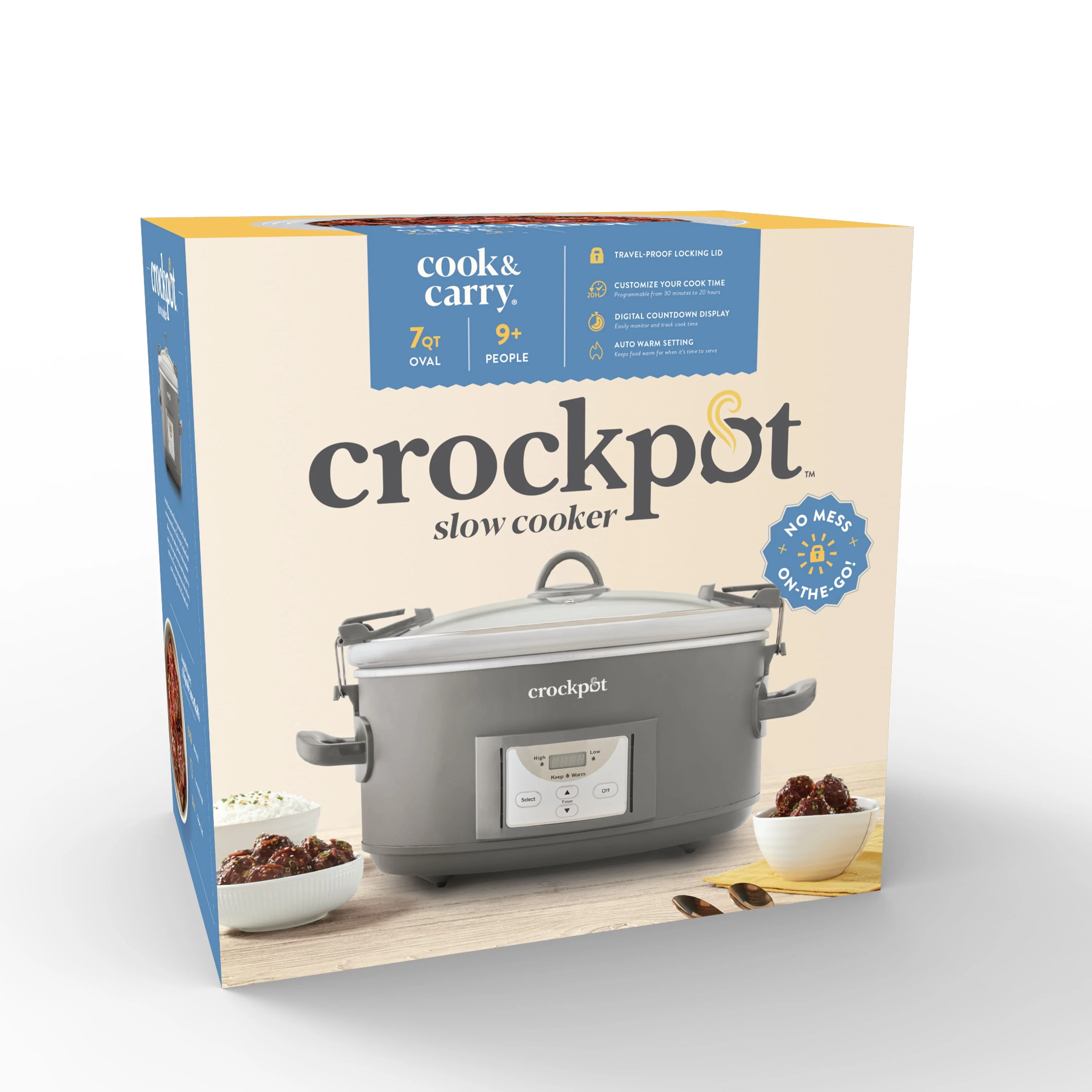 Crockpot 7 - Quart Cook and Carry Programmable Slow Cooker, Grey