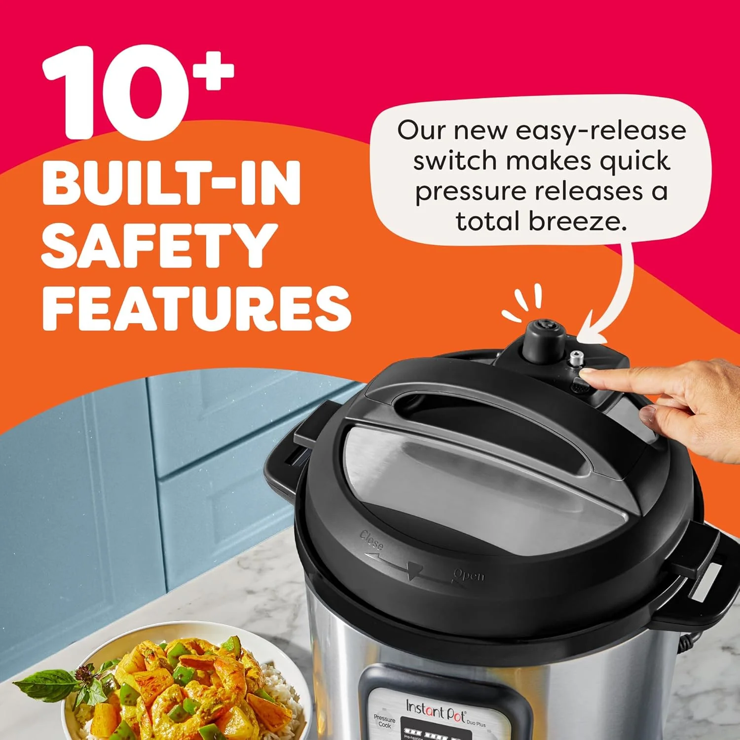 Multicuiseur 9 en 1 : autocuiseur, mijoteuse, cuiseur à riz, cuiseur vapeur, fonction sauté, yaourtière, chauffe-plat et stérilisateur. Application avec plus de 800 recettes incluse. Acier inoxydable. Capacité : 6 litres.