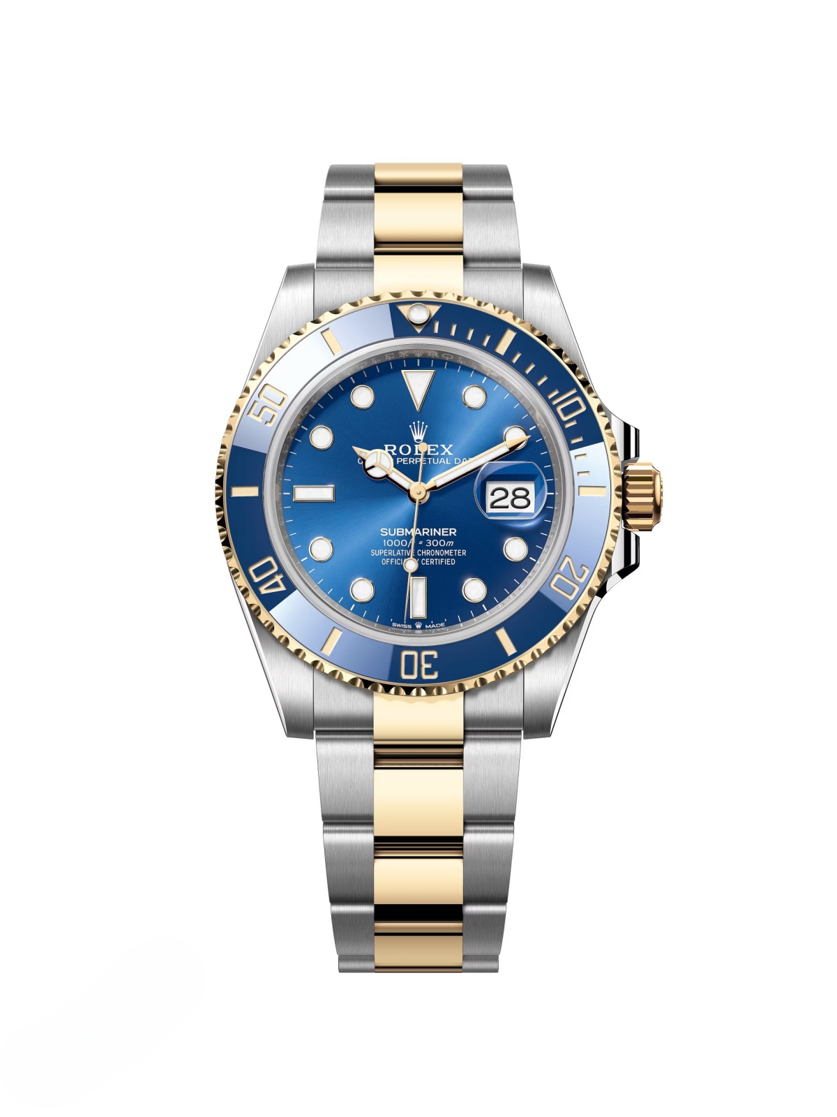 [Super Clone]Rolex Submariner Two-Tone Yellow Gold & Steel Rolesor - Blue Dial Ceramic Bezel (Ref# 126613LB)